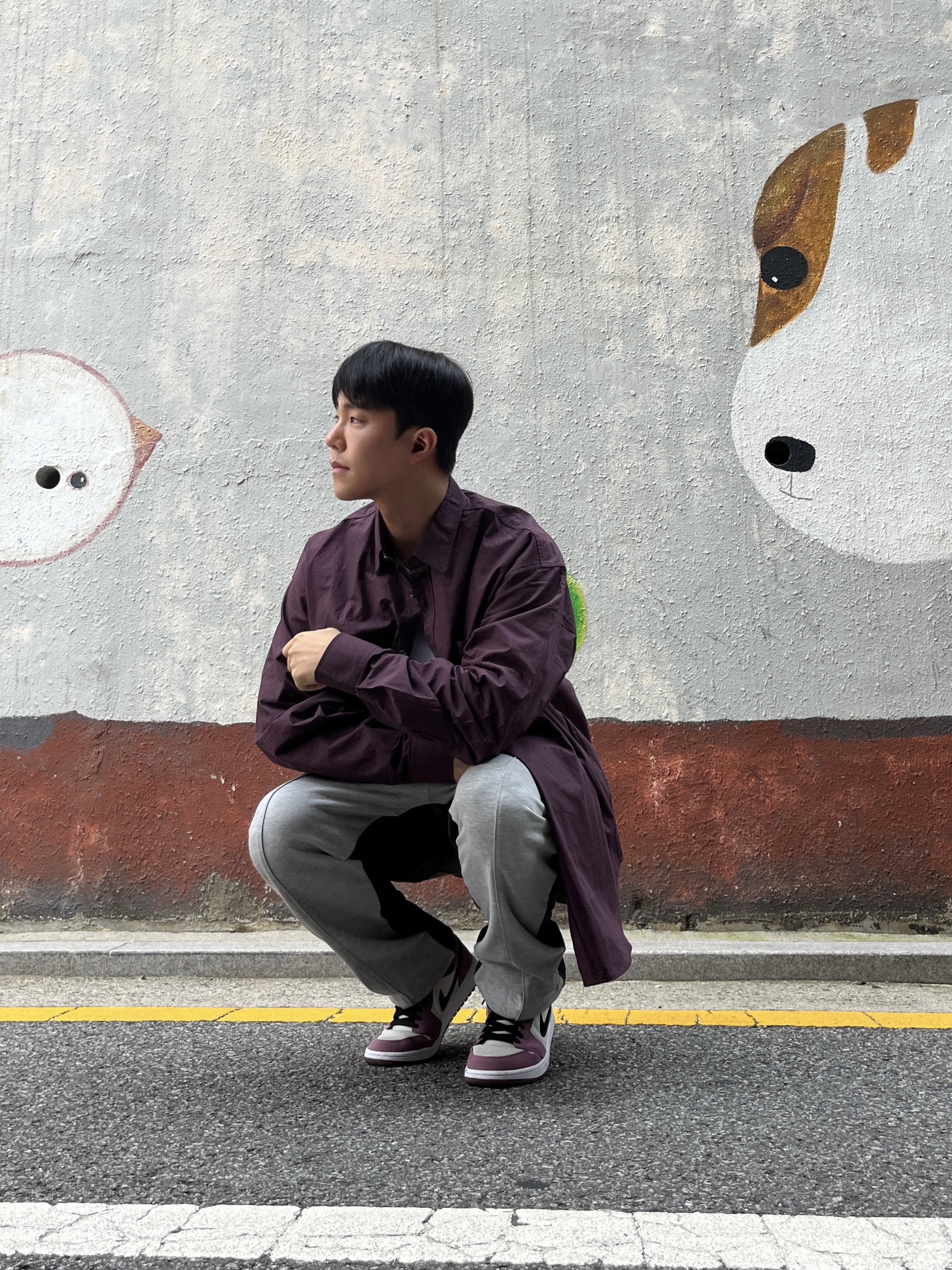 (W) Jordan 1 Mid SE Light Mulberry 착용 스타일 - 1