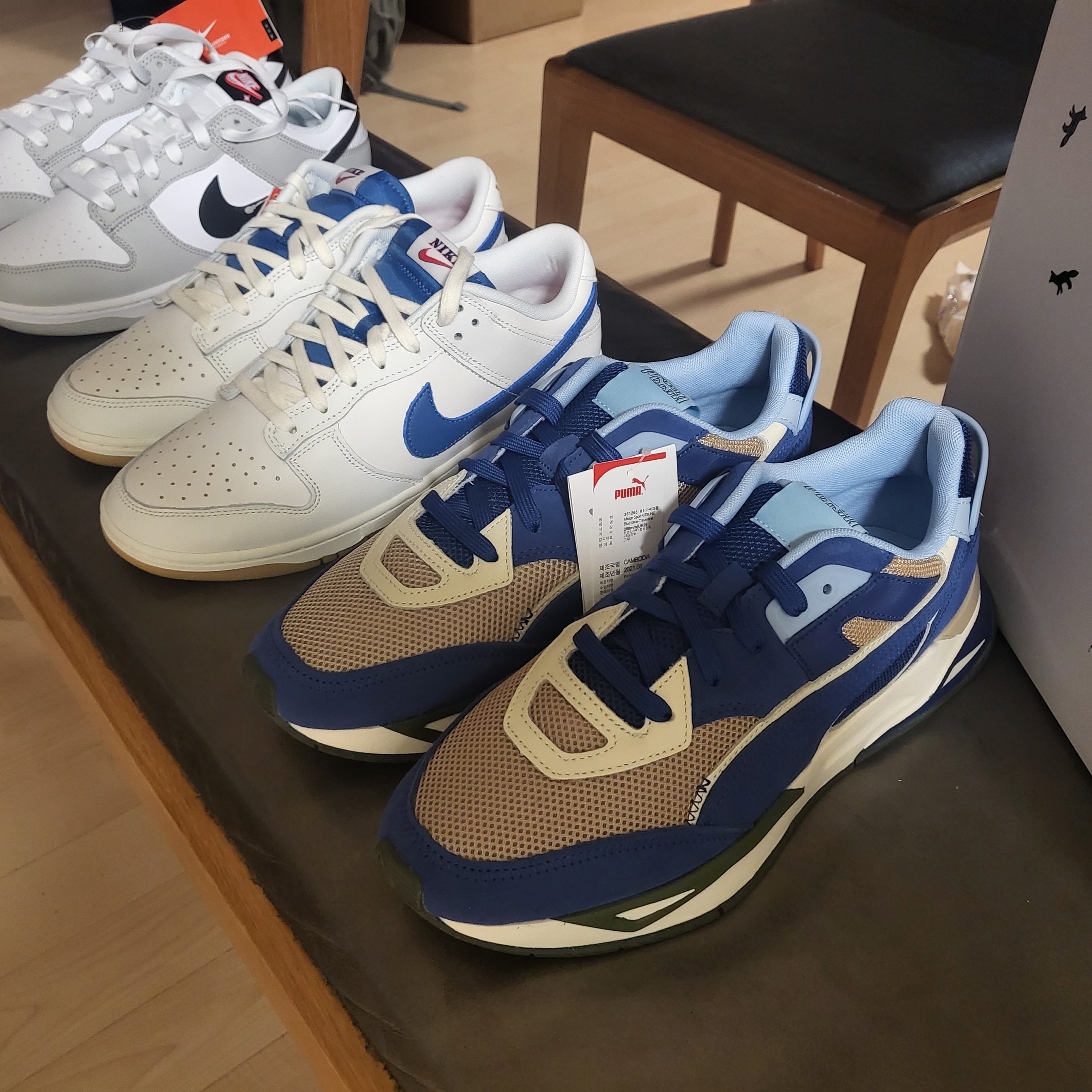 Nike Dunk Low Retro SE Jackpot Grey Fog, Nike Dunk Low SE Sail Dark Marina Blue 착용 스타일 - 2