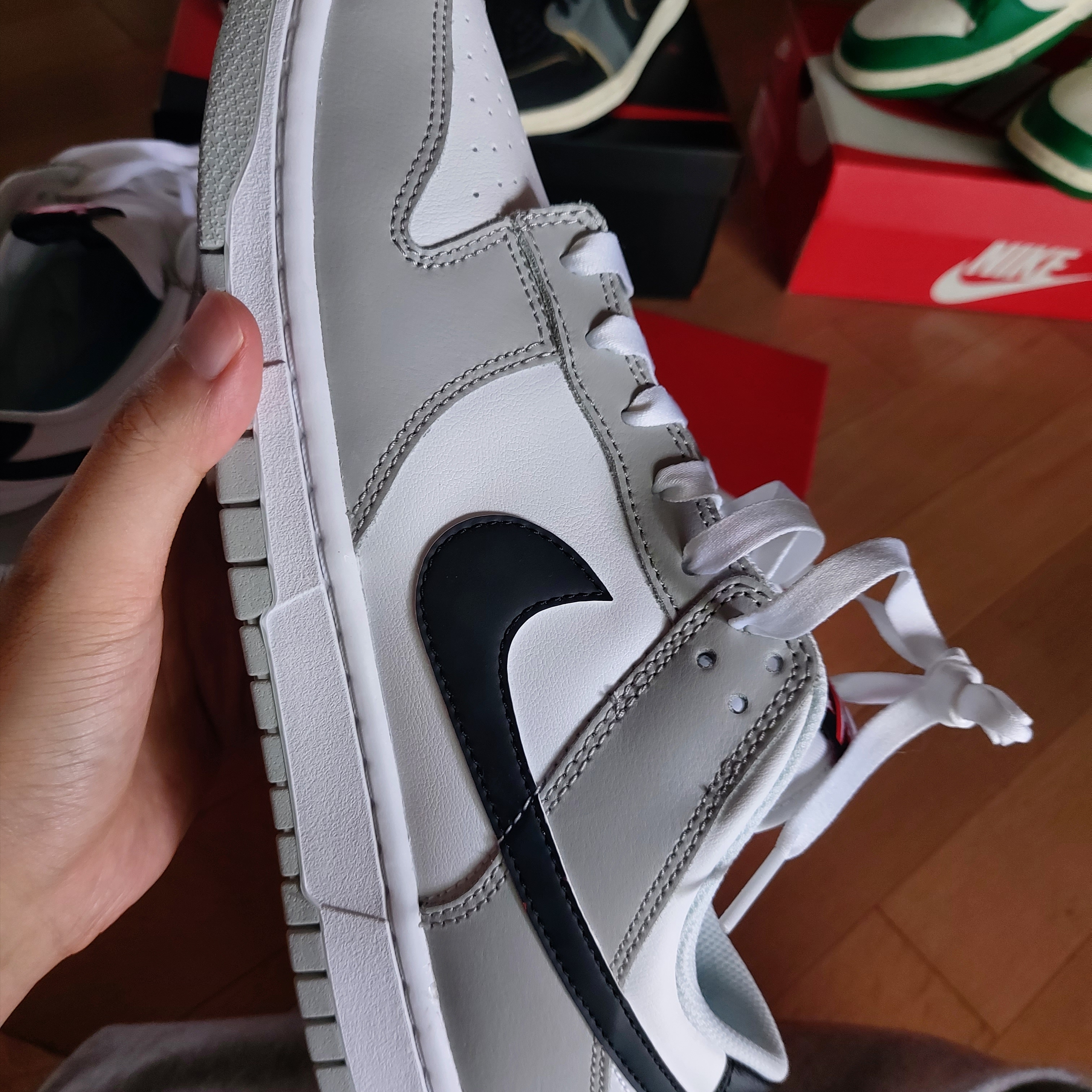 Nike Dunk Low Retro SE Jackpot Grey Fog, Nike Dunk Low Retro SE Jackpot Malachite 착용 스타일 - 1
