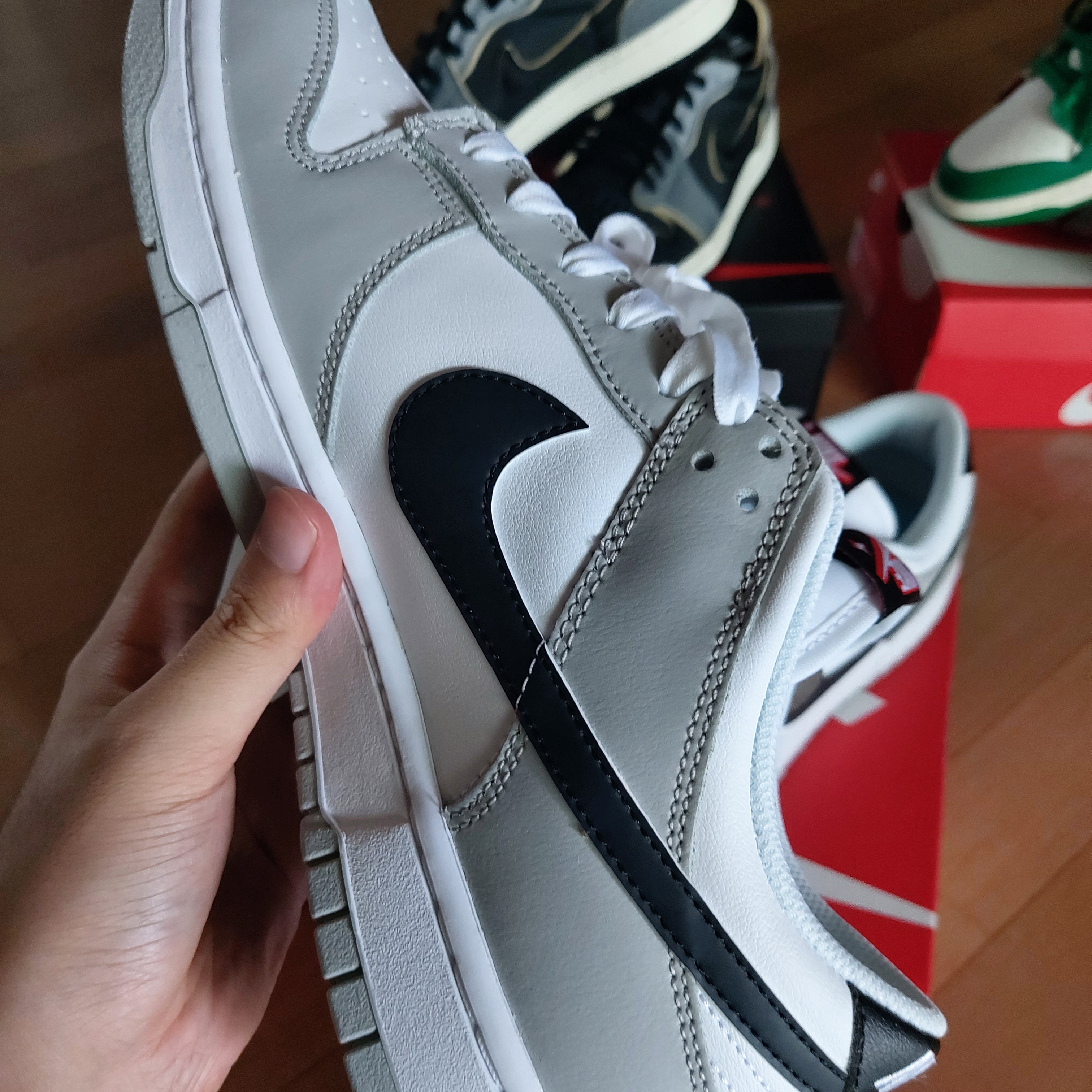 Nike Dunk Low Retro SE Jackpot Grey Fog, Nike Dunk Low Retro SE Jackpot Malachite 착용 스타일 - 2