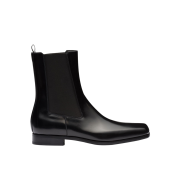Prada Brushed Leather Chelsea Boots Black