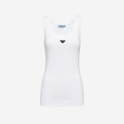 (W) Prada Ribbed Knit Jersey Tank Top White