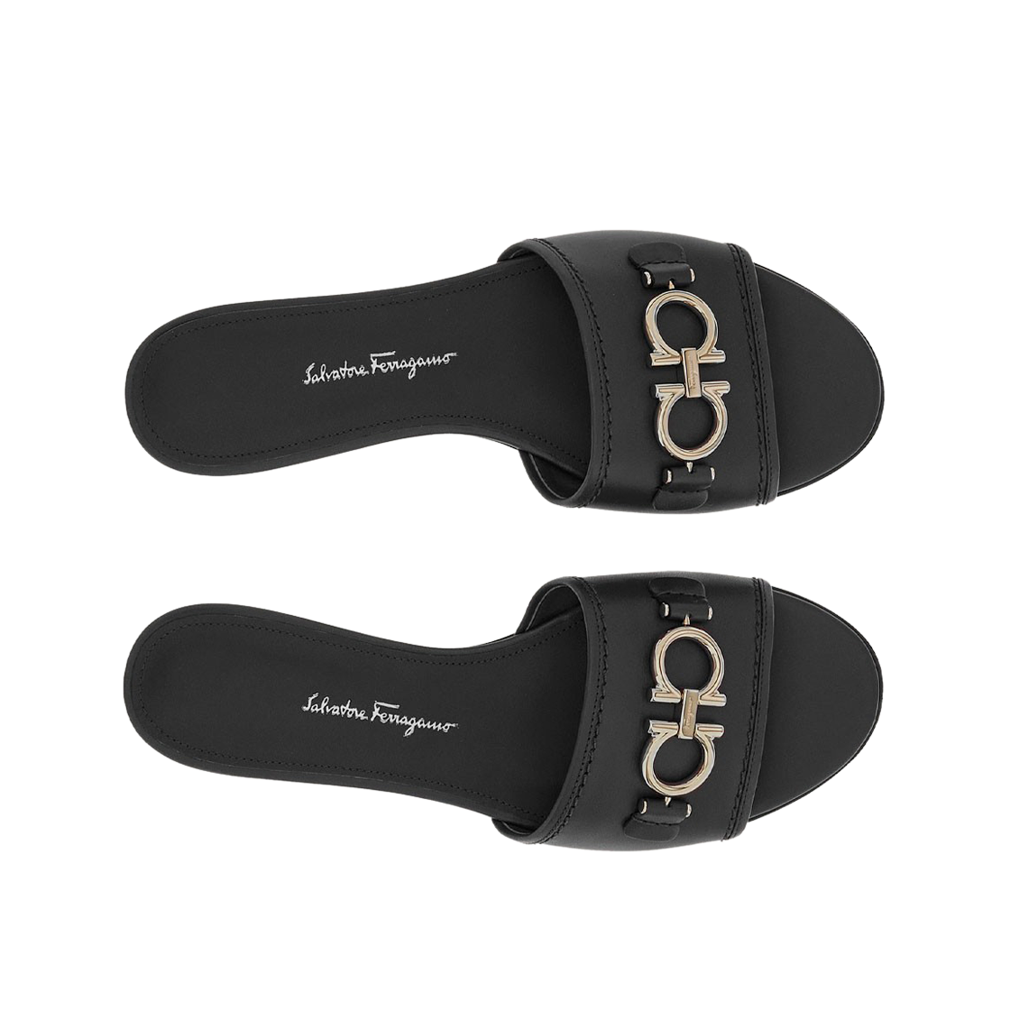 (W) 페라가모 간치니 슬라이드 블랙 - D((W) Ferragamo Gancini Slide Black - D) - 2