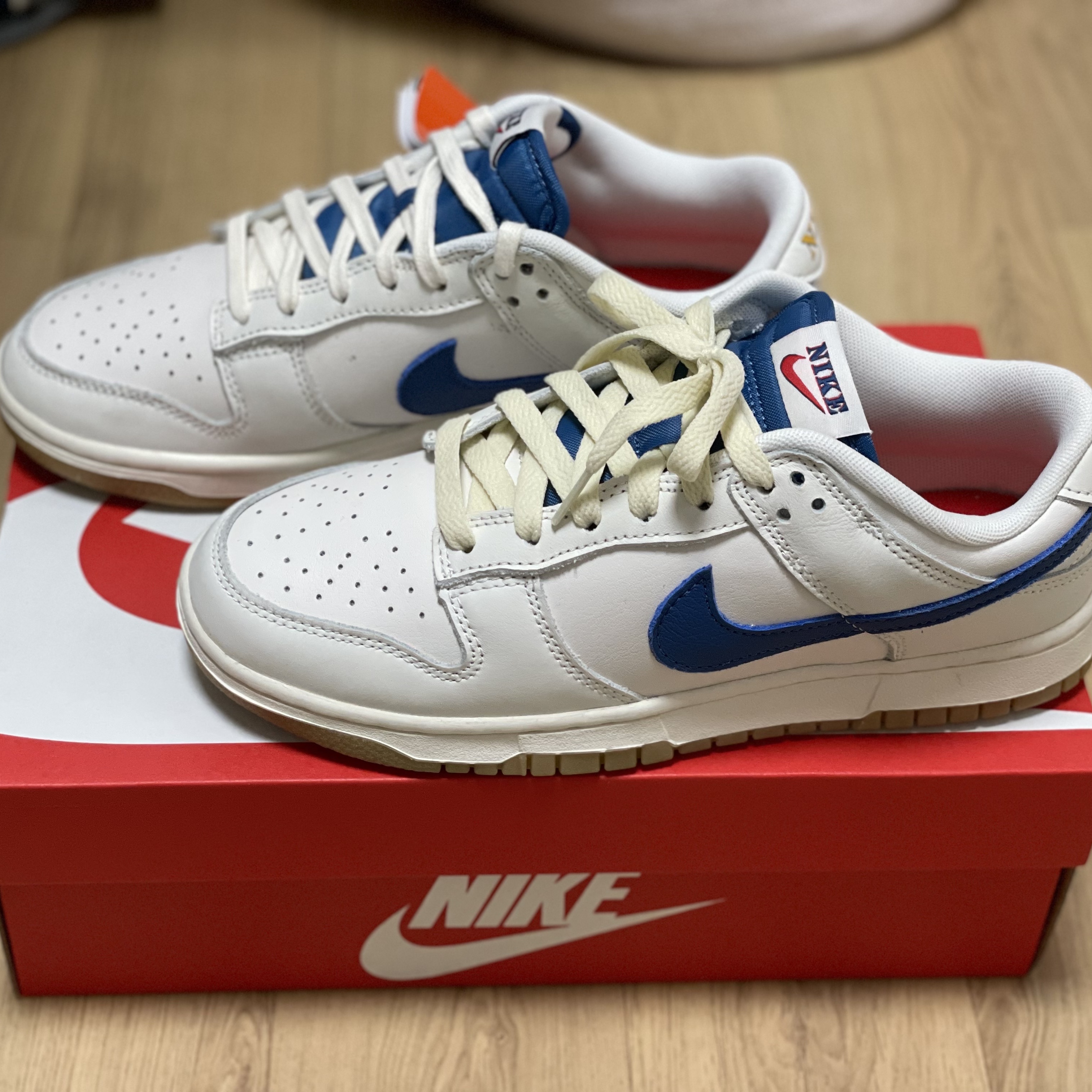 Nike Dunk Low SE Sail Dark Marina Blue 착용 스타일 - 1