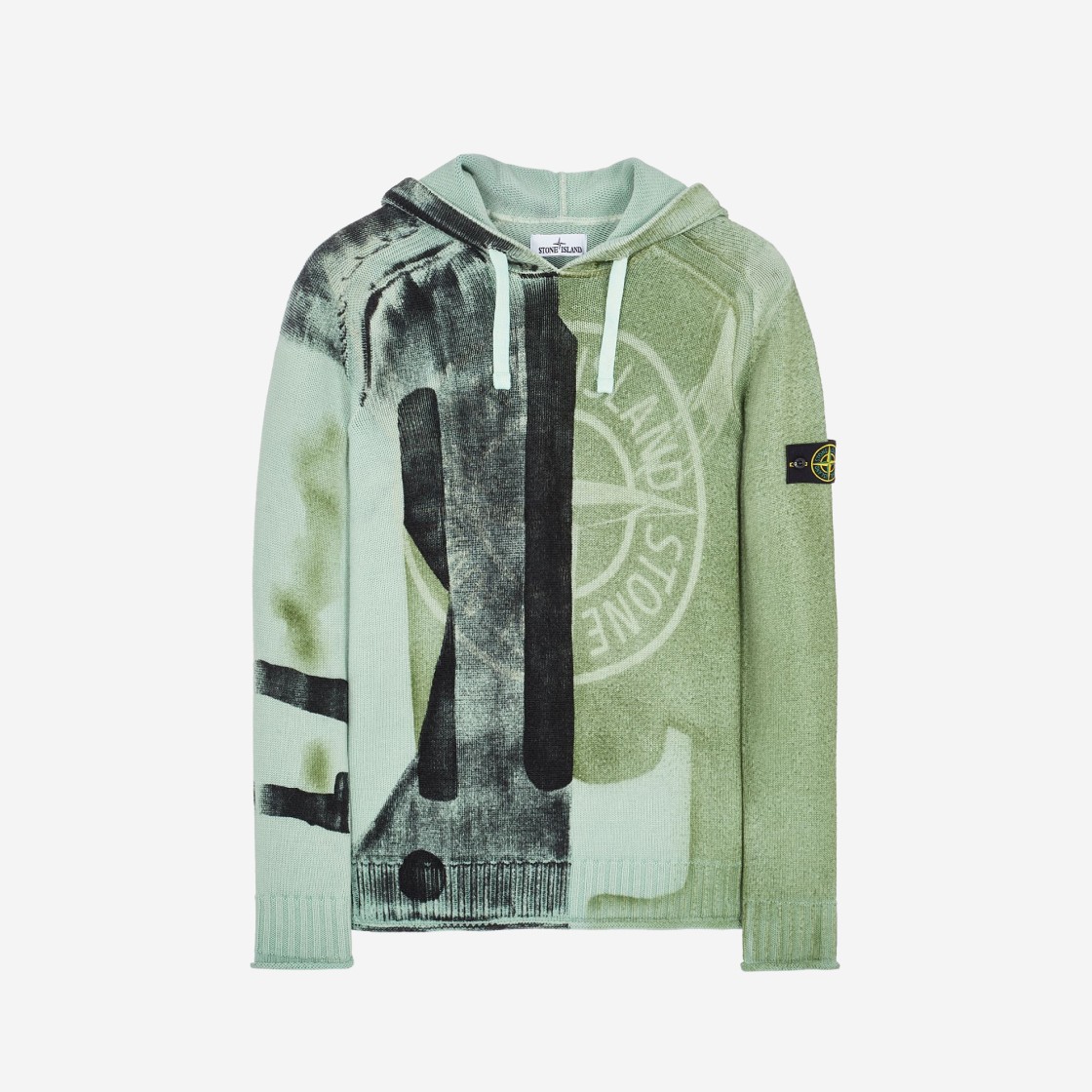 Stone Island 568T1 Manual Print Treatment Montion Saturation Hooded Knit Aqua - 22FW 상세 이미지 1