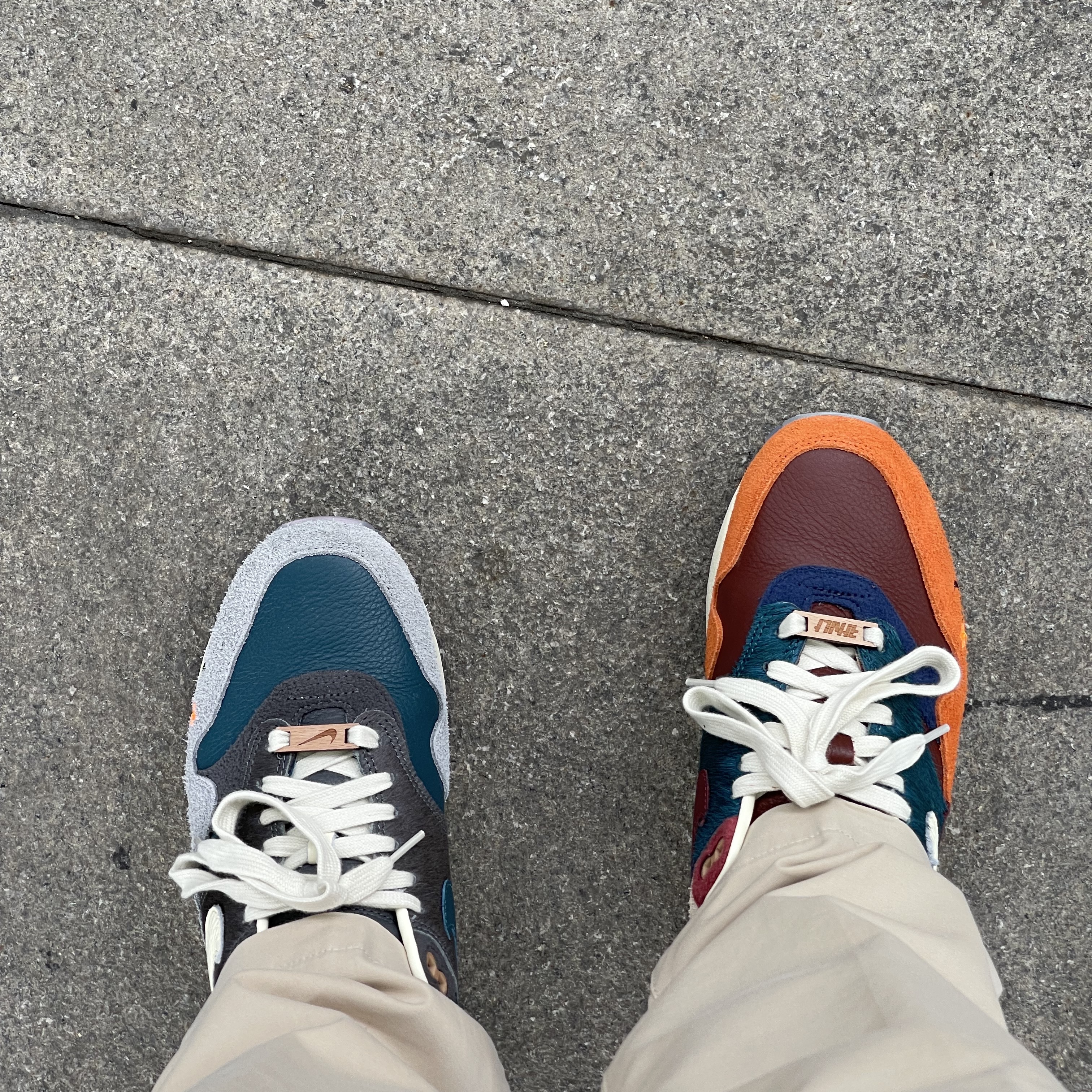 Nike x Kasina Air Max 1 SP Won-Ang Particle Grey, Nike x Kasina Air Max 1 SP Won-Ang Orange 착용 스타일