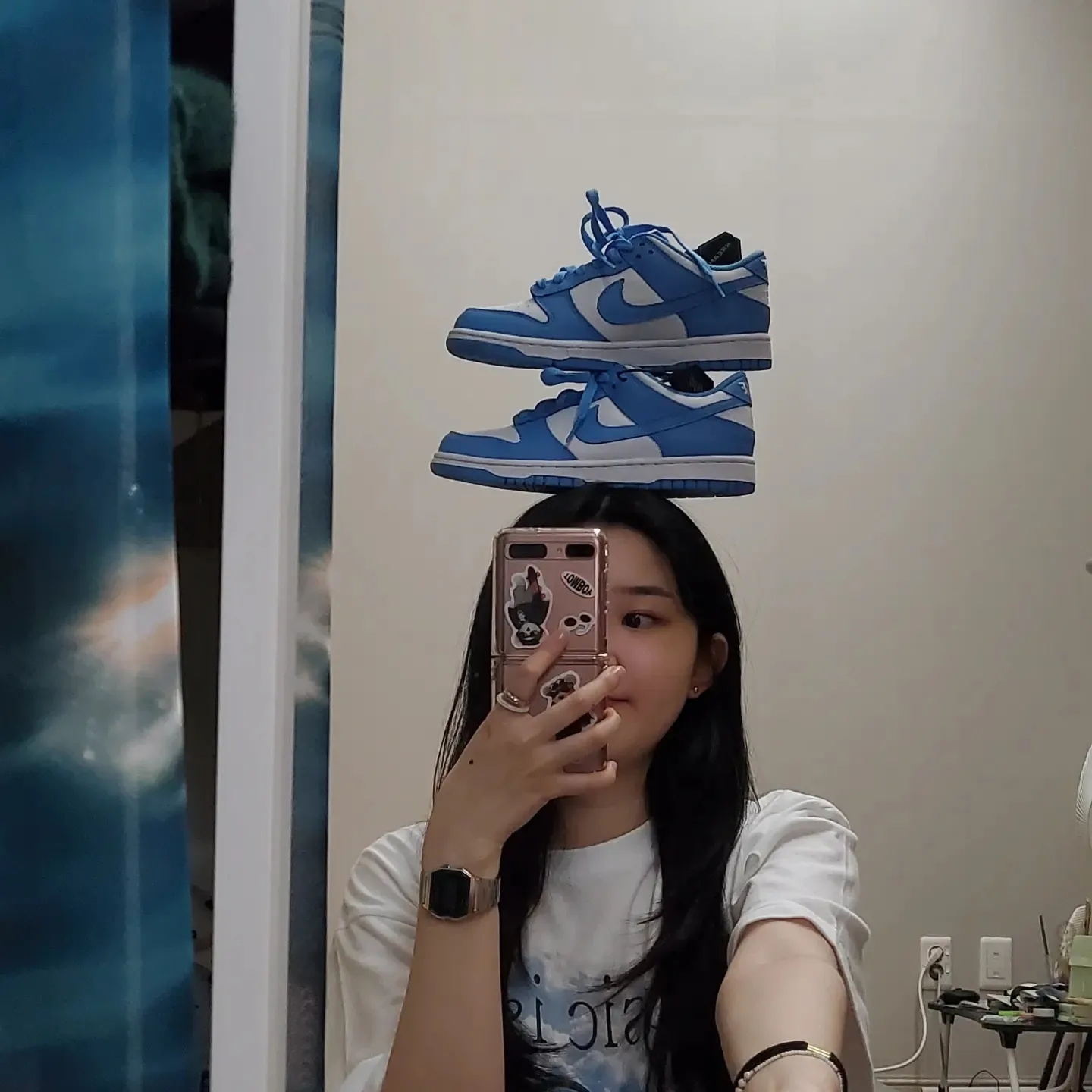 Nike Dunk Low Retro University Blue 착용 스타일 - 1