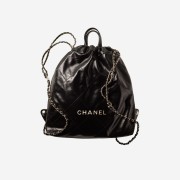 Chanel 22 Backpack Calfskin & Silver Black