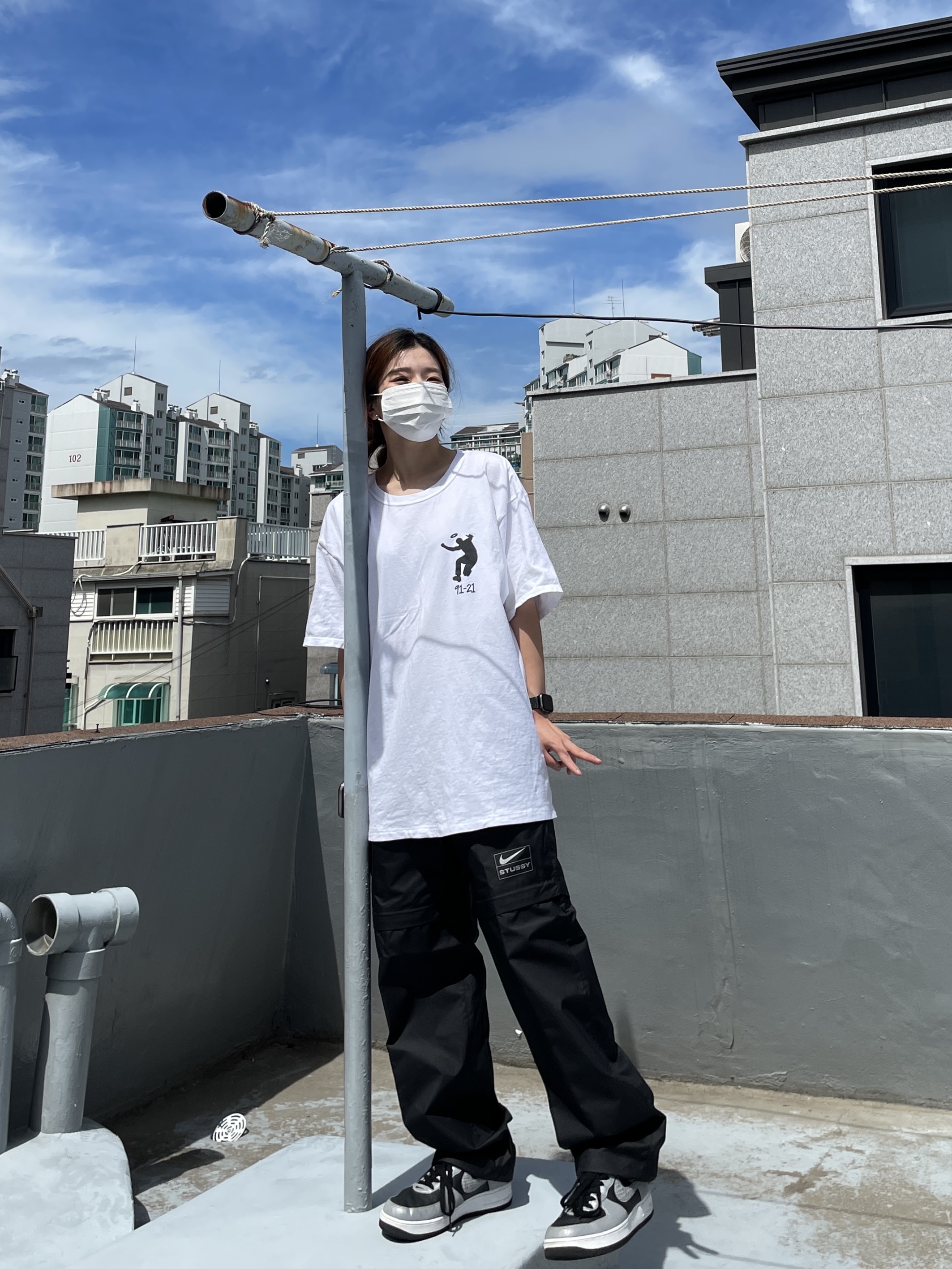 Nike x Stussy NRG FL Storm-Fit Pants Black (DO7170-010), Nike Air Force 1 B Silver Snake 착용 스타일 - 1