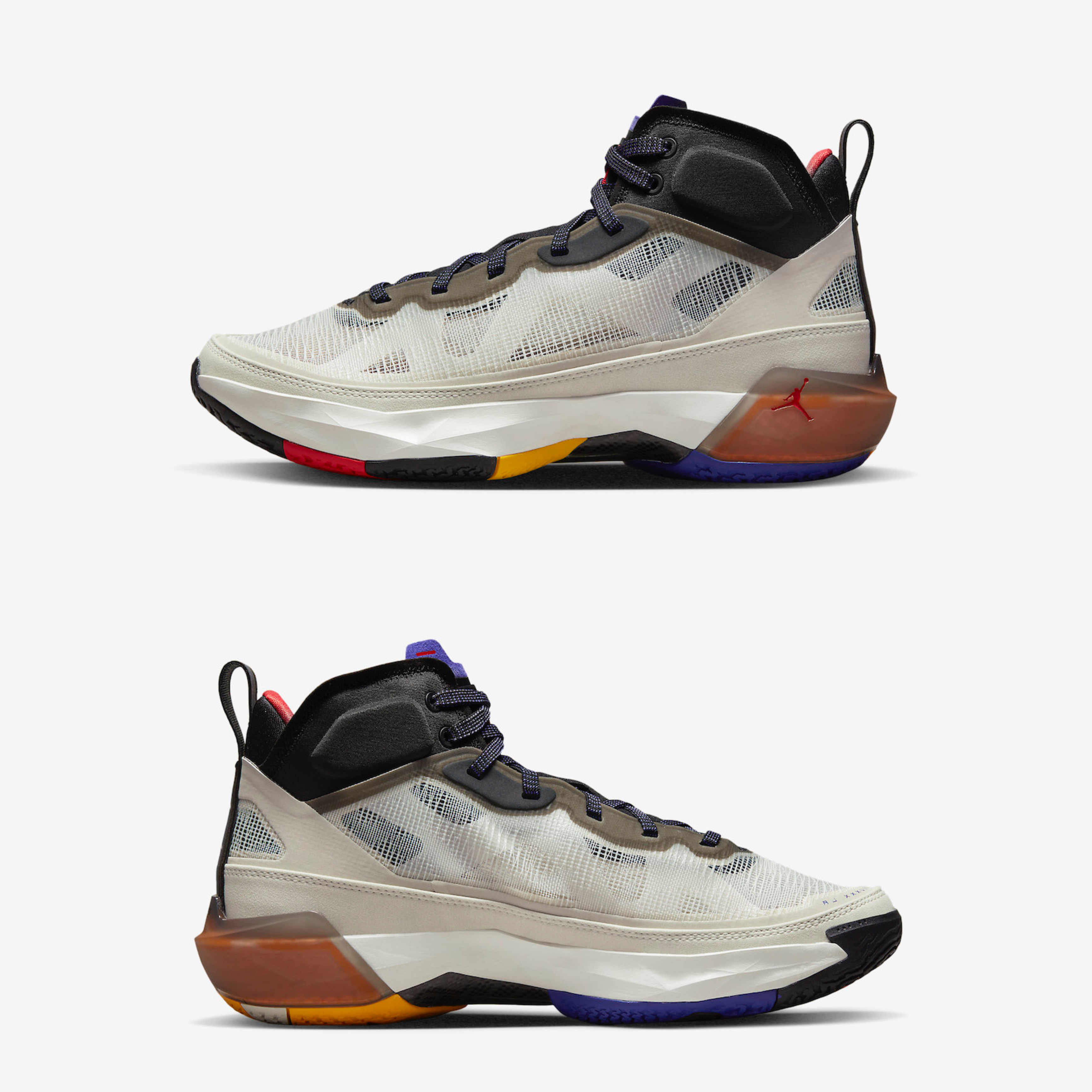 Jordan Aerospace 720 Black Blue Fury, Jordan Aerospace 720 White Black Gym Red 착용 스타일 - 3