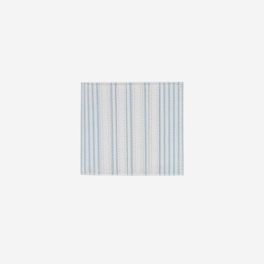 톰브라운 플랫 시어서커 프린트 캐비어 사선 아플리케 스트라이프 빌 폴드 지갑 라이트 블루