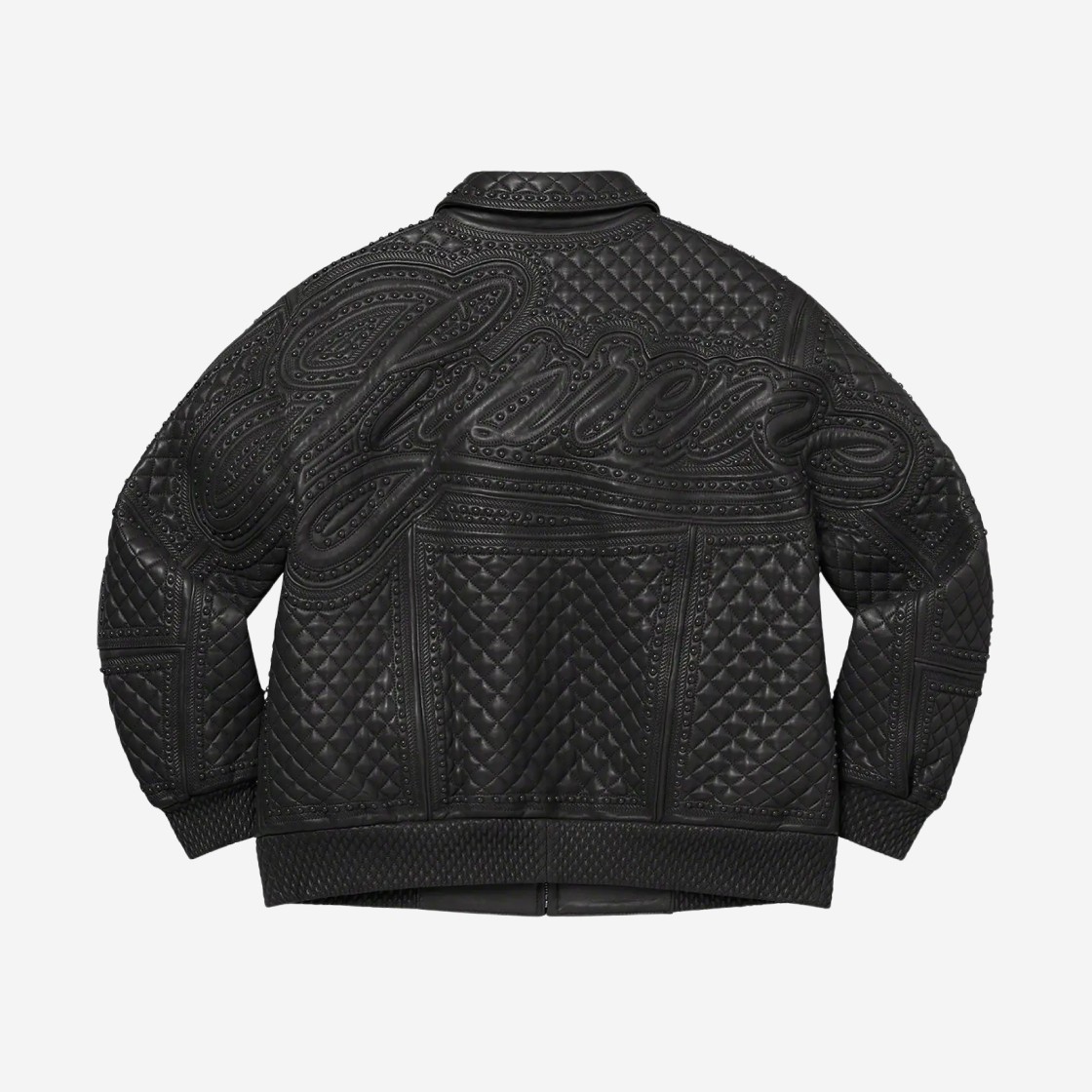 Supreme Studded Quilted Leather Jacket Black - 22FW 상세 이미지 2