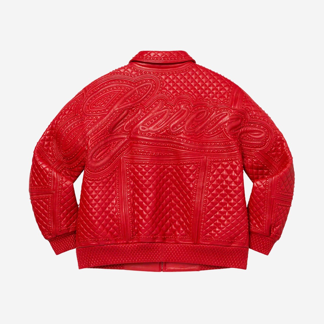 Supreme Studded Quilted Leather Jacket Red - 22FW 상세 이미지 2