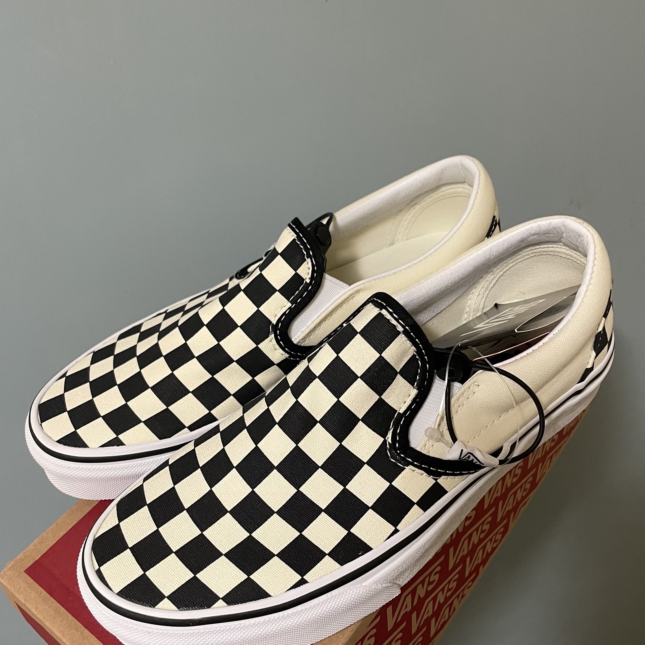 Vans Slip-On Checkerboard 착용 스타일 - 1