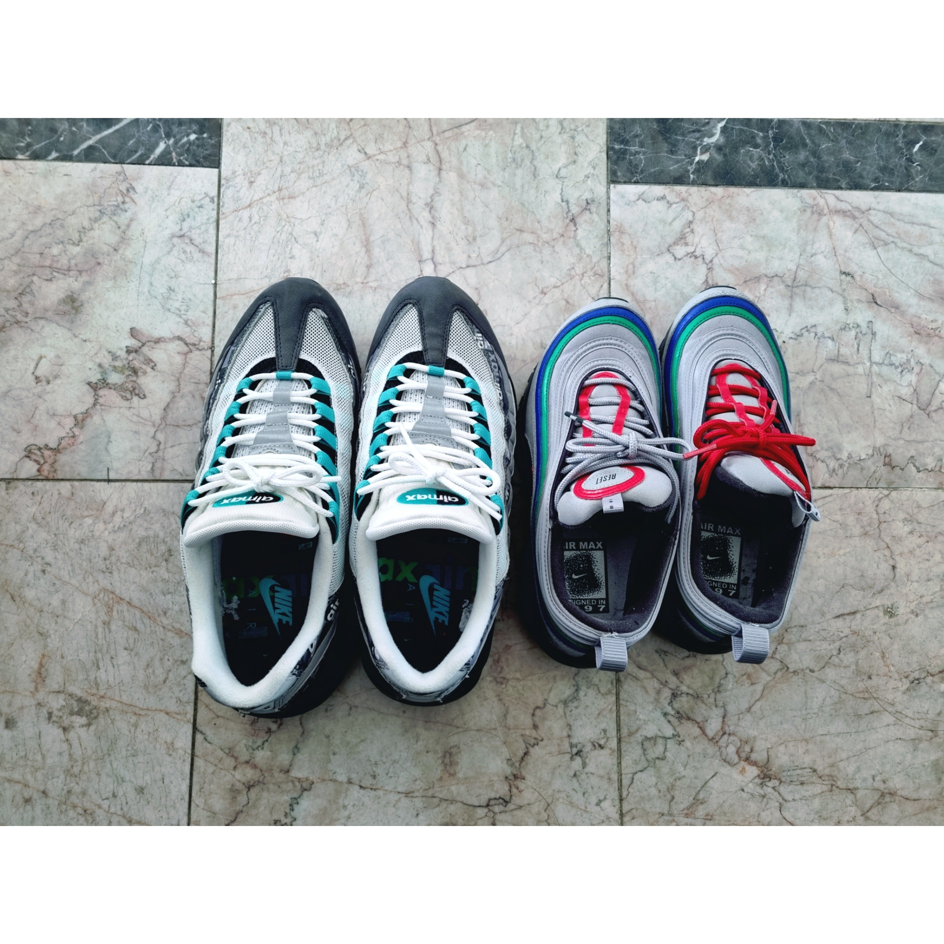 Nike x Atmos Air Max 95 We Love Nike Clear Jade, Nike Air Max 97 Nintendo 64 착용 스타일