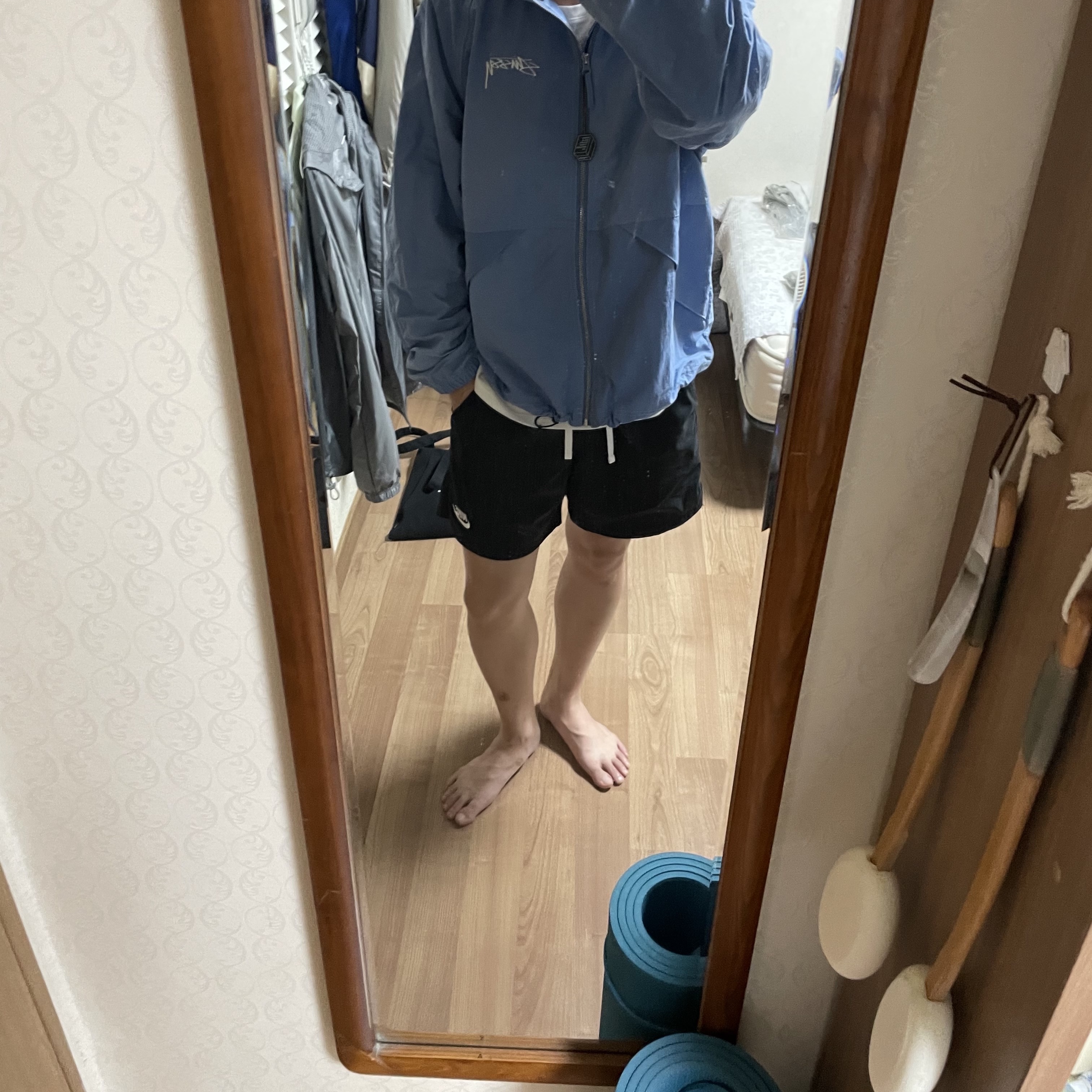 Stussy Wave Dye Beach Shell Jacket Laguna Blue 착용 스타일 - 1