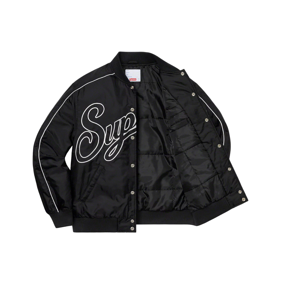 Supreme Contrast Script Varsity Jacket Black - 20FW 상세 이미지 2