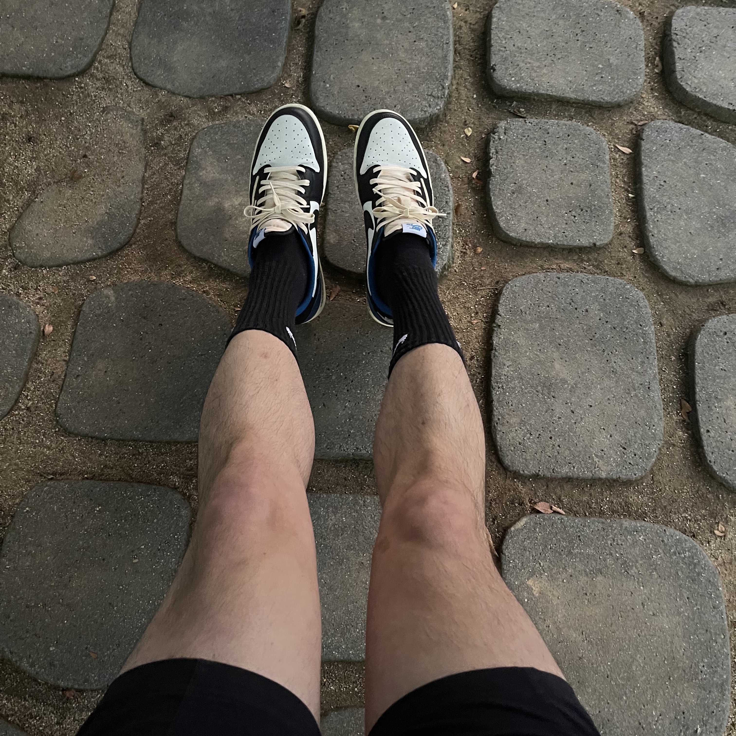Jordan 1 x Travis Scott x Fragment Retro Low OG SP Military Blue 착용 스타일 - 1