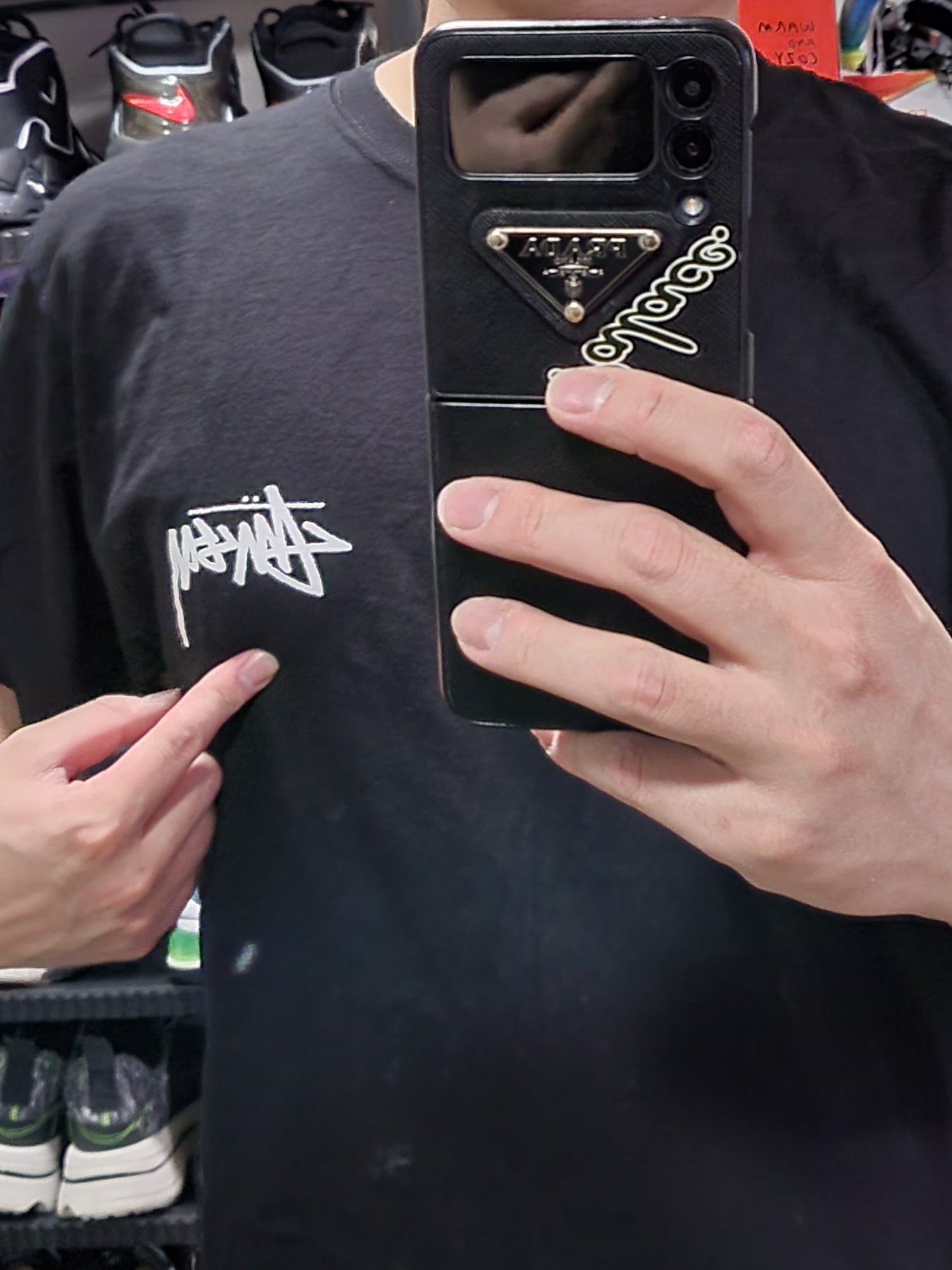 Stussy Big Link T-Shirt Black 착용 스타일 - 3