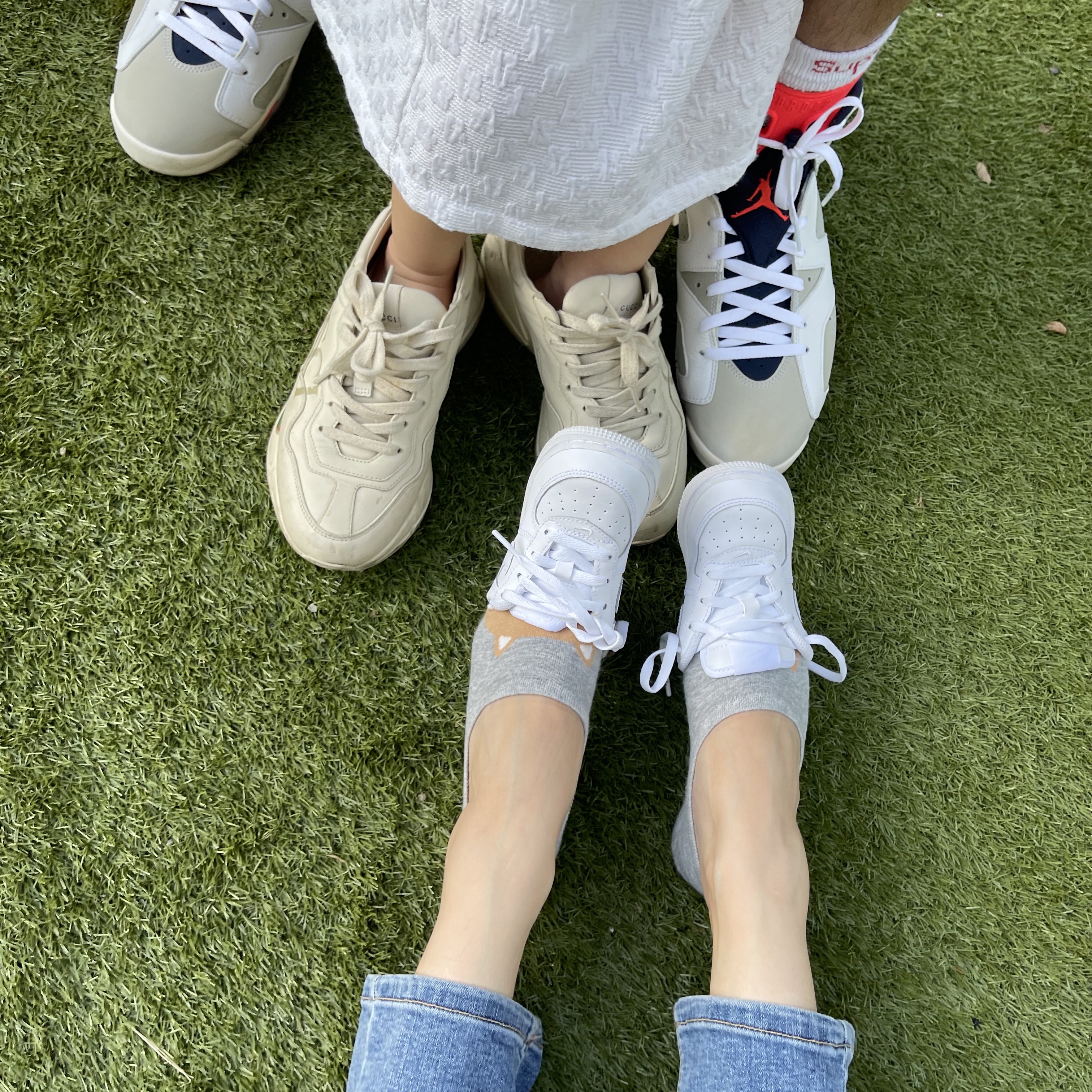 Nike Air Force 1 '07 Low White, (W) Gucci Rhyton Leather Sneakers Logo 착용 스타일