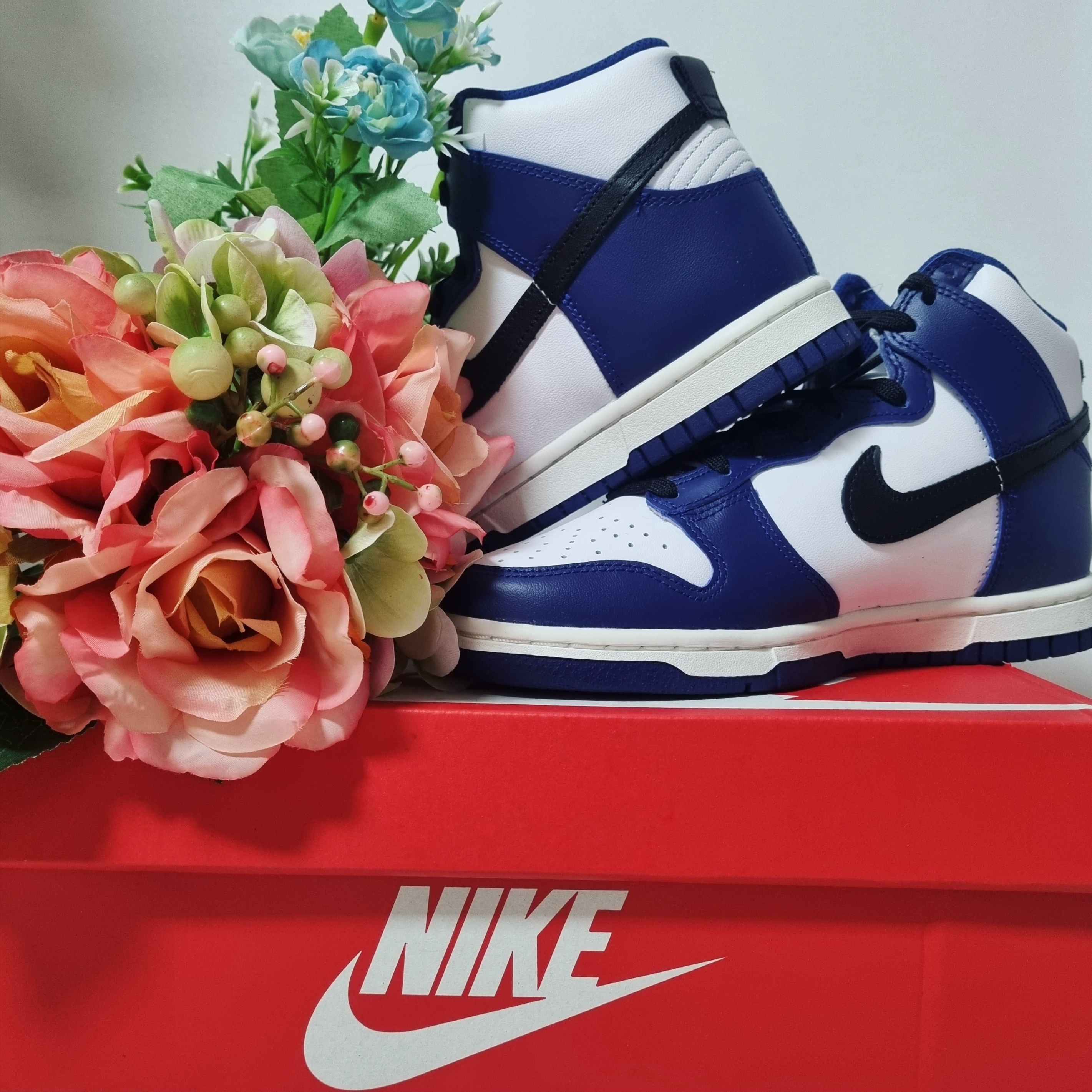 (W) Nike Dunk High Deep Royal Blue 착용 스타일