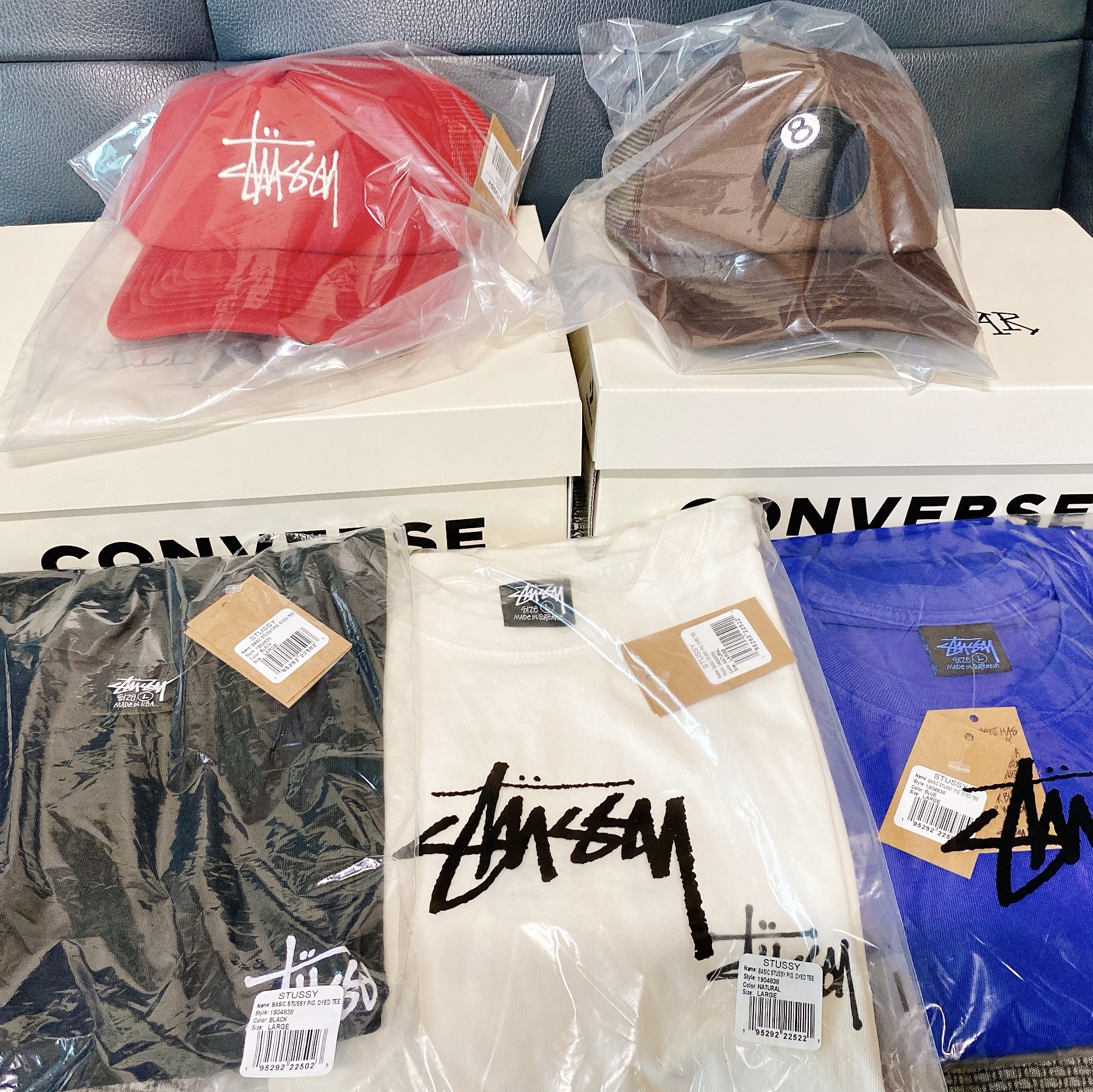 Stussy 8 Ball Trucker Cap Brown, Stussy Basic Trucker Cap Cardinal 착용 스타일