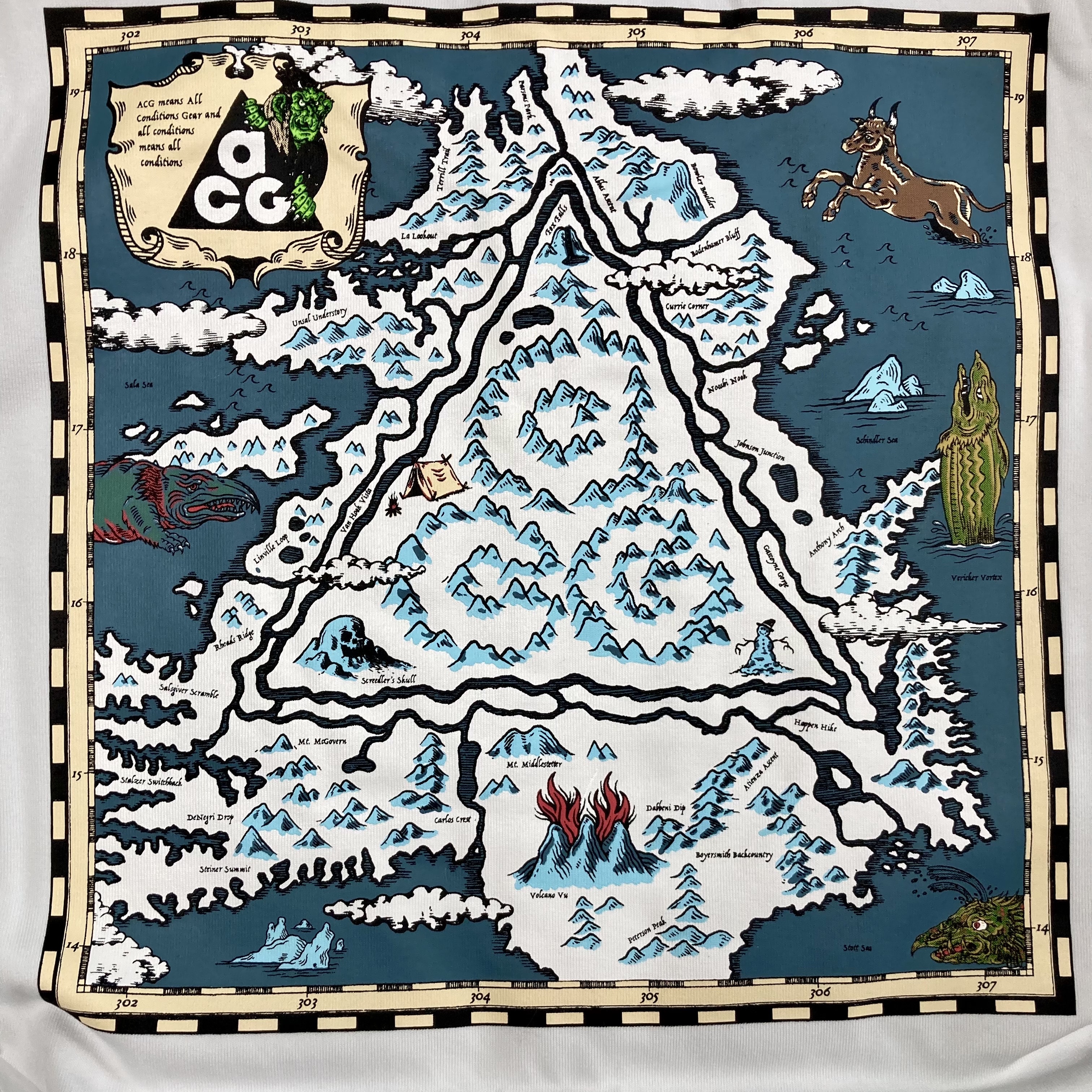 Nike ACG Iceland Map T-Shirt Summit White - Asia 착용 스타일