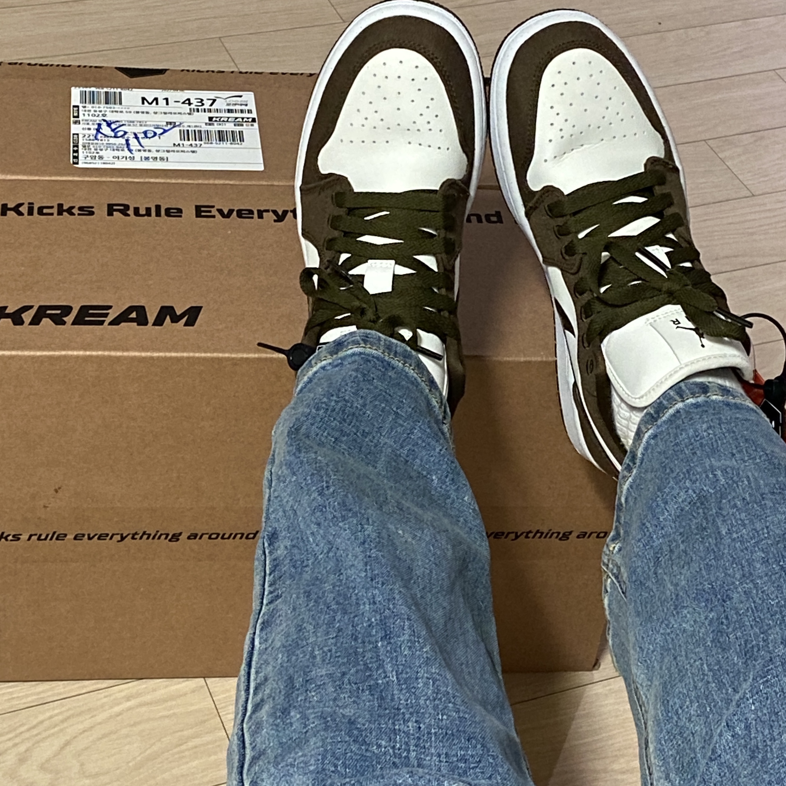 (W) Jordan 1 Low SE Light Olive 착용 스타일 - 1