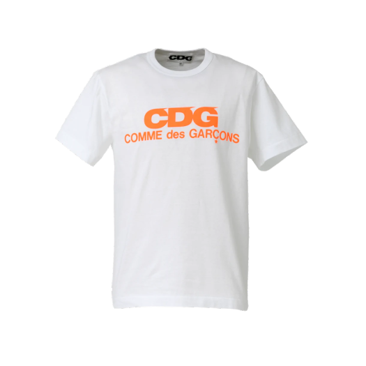 CDG Fluorescent Print T-Shirt White Orange