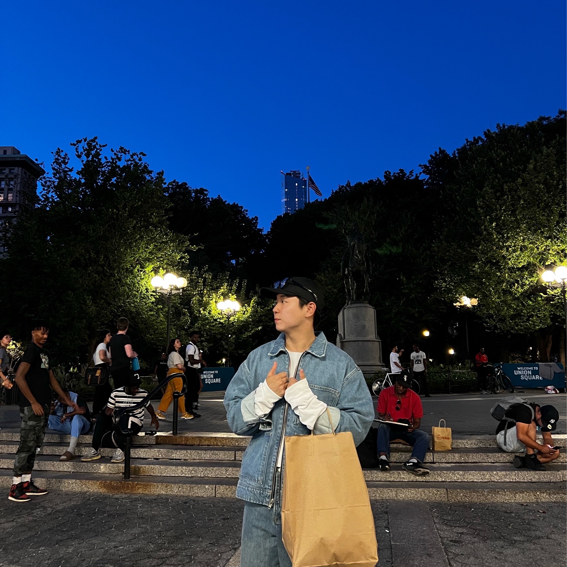 Stussy Stock Low Pro Cap Black, Stussy Denim Zip Work Jacket Washed Blue 착용 스타일