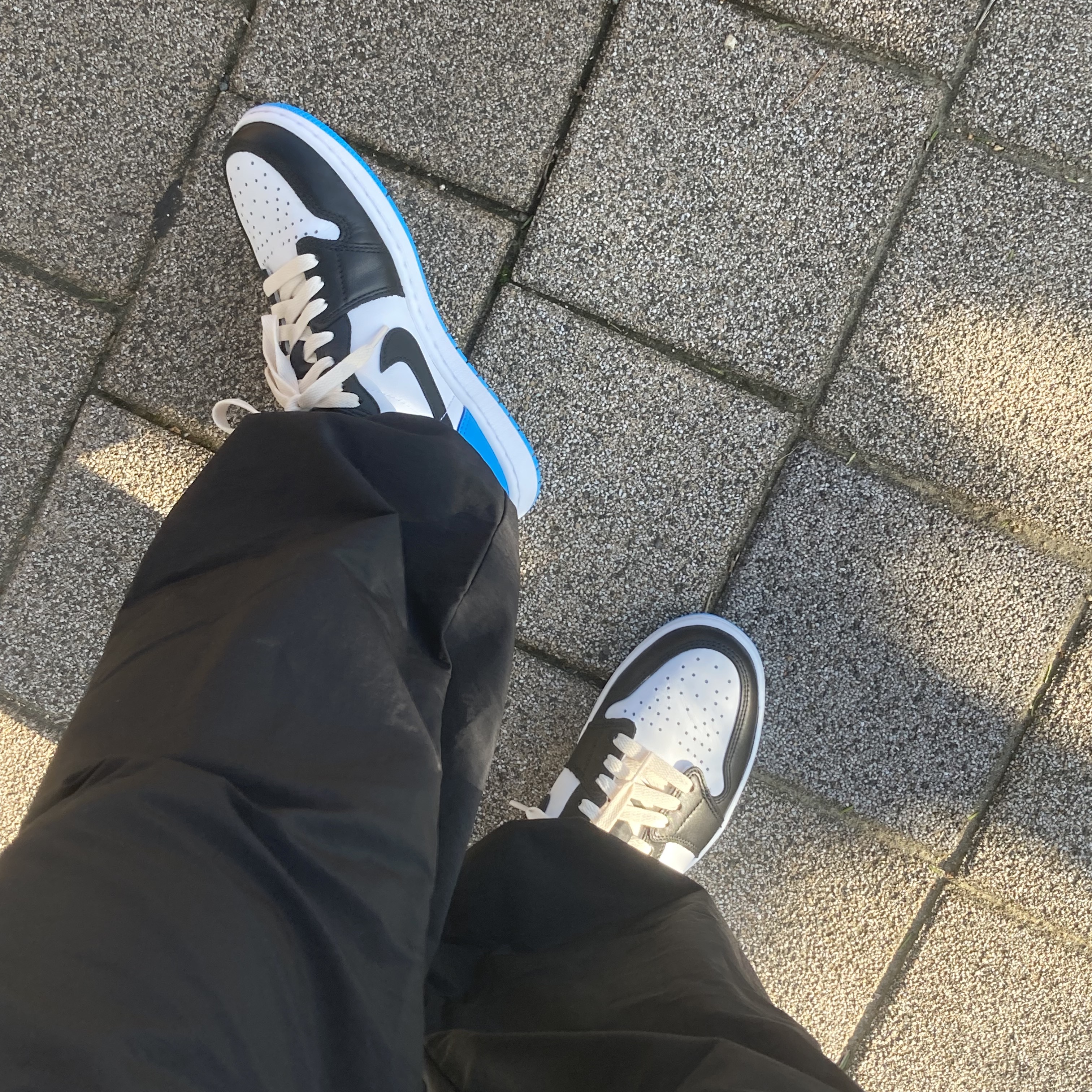 Jordan 1 Retro Low OG Black and Dark Powder Blue 착용 스타일