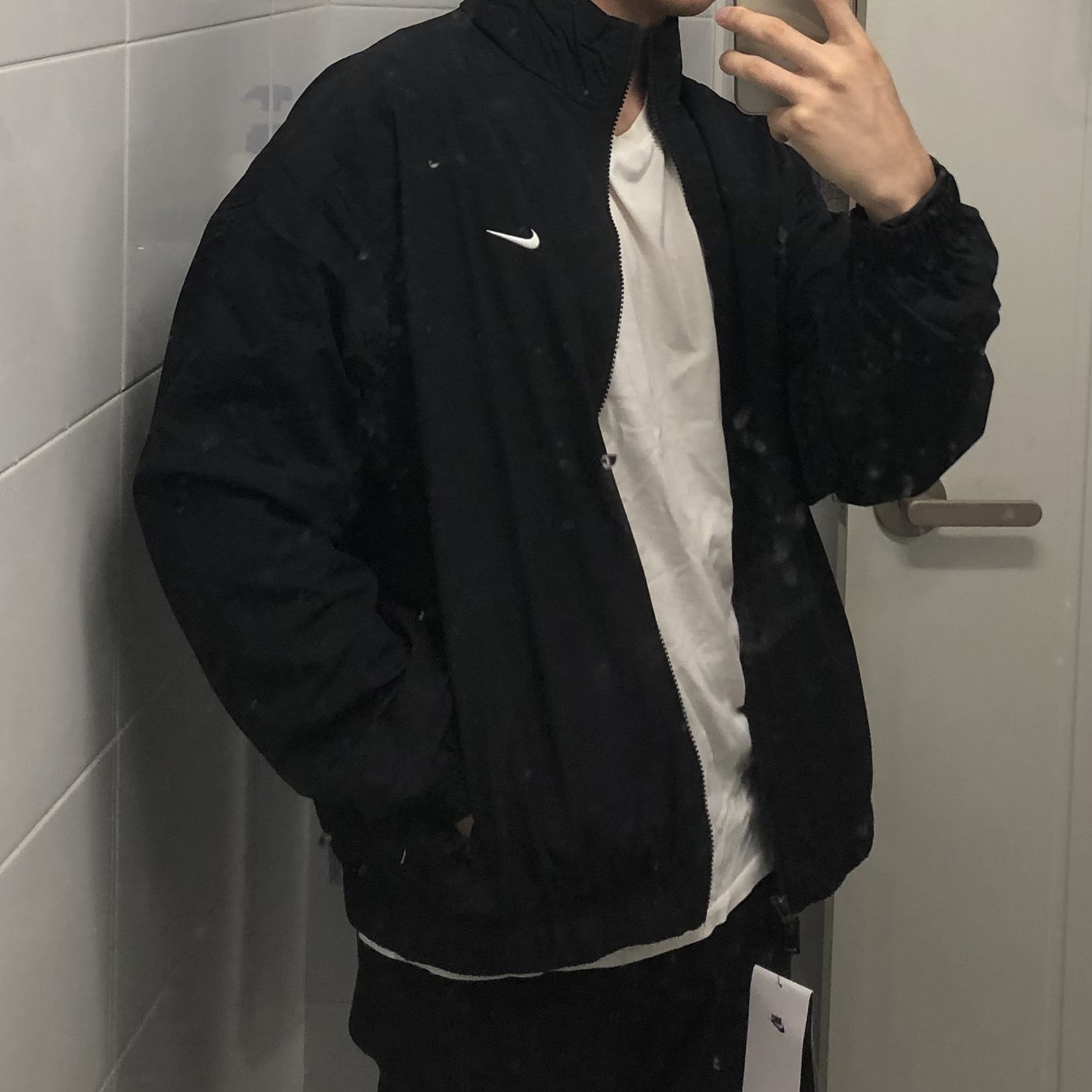 Nike NRG Solo Swoosh Woven Track Jacket Black - US/EU 착용 스타일 - 2