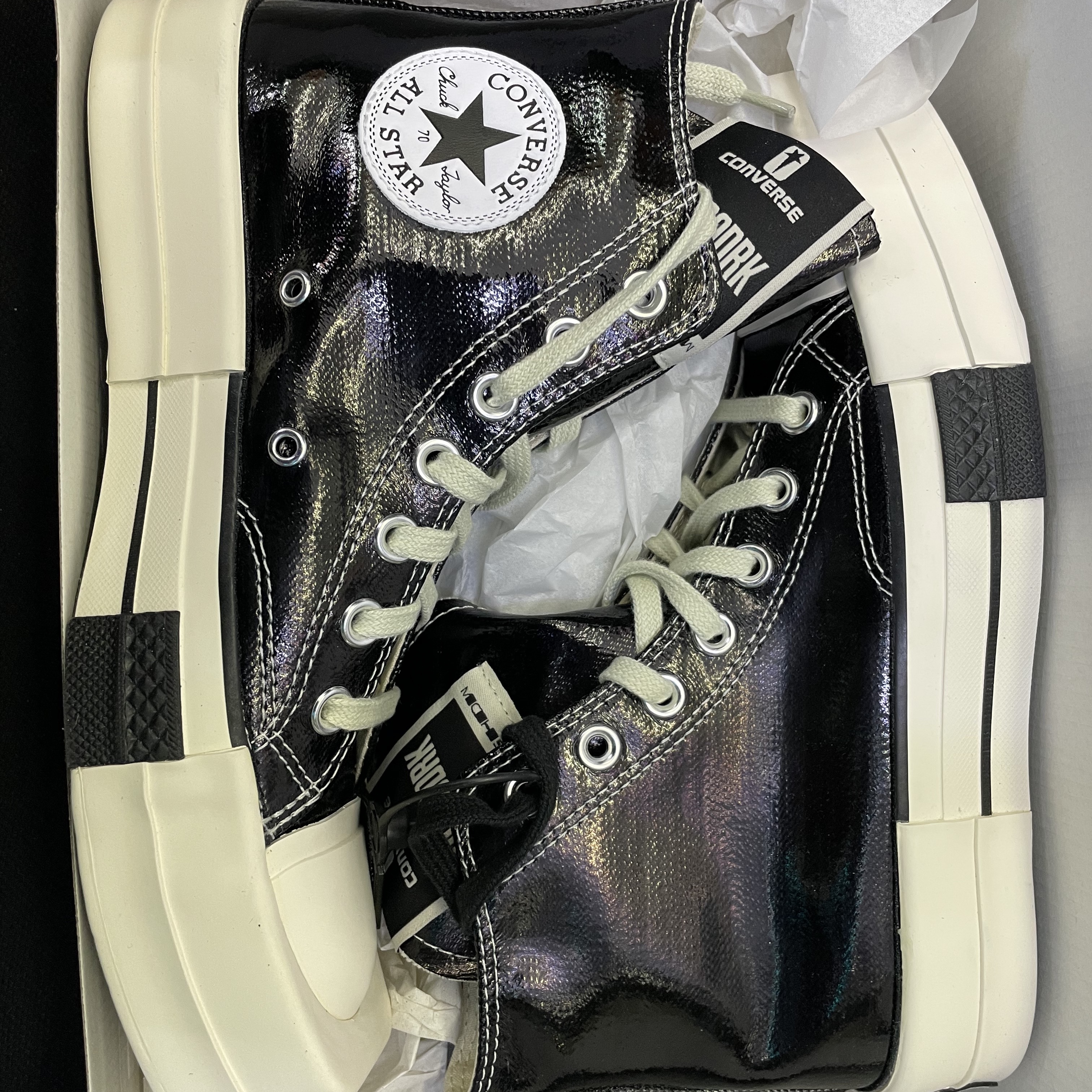 Converse x Drkshdw Turbodrk Chuck 70 Hi Black Lacquered Denim 착용 스타일 - 2