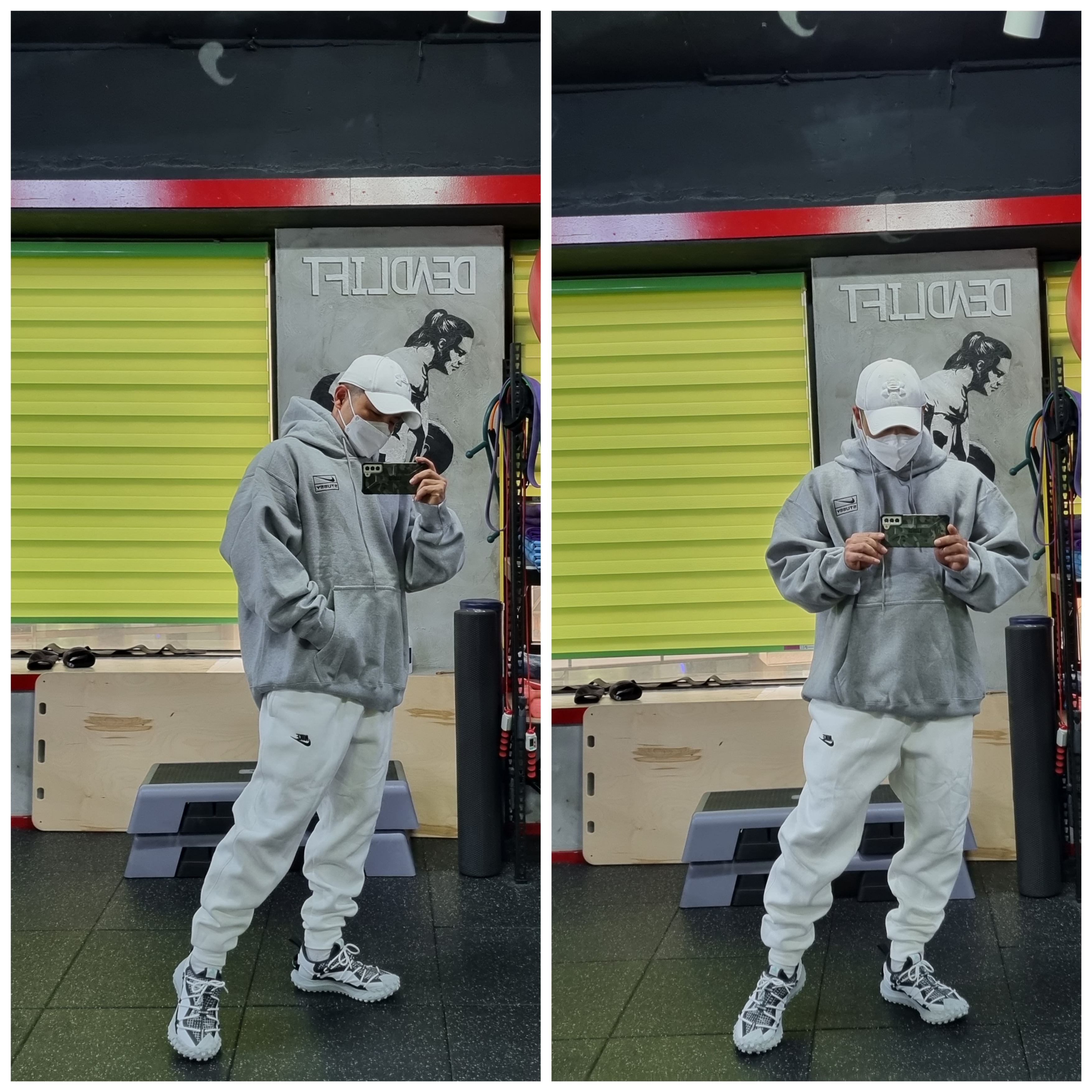 Nike x Stussy NRG RA Pullover Hoodie Dark Grey Heather (DJ9488-063) 착용 스타일 - 4
