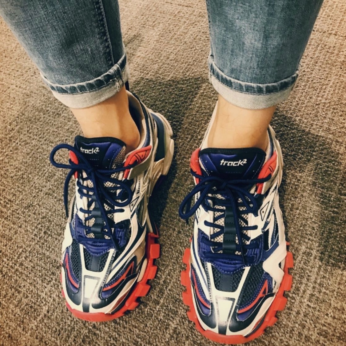 Balenciaga Track.2 Sneakers Blue Red 2019 착용 스타일