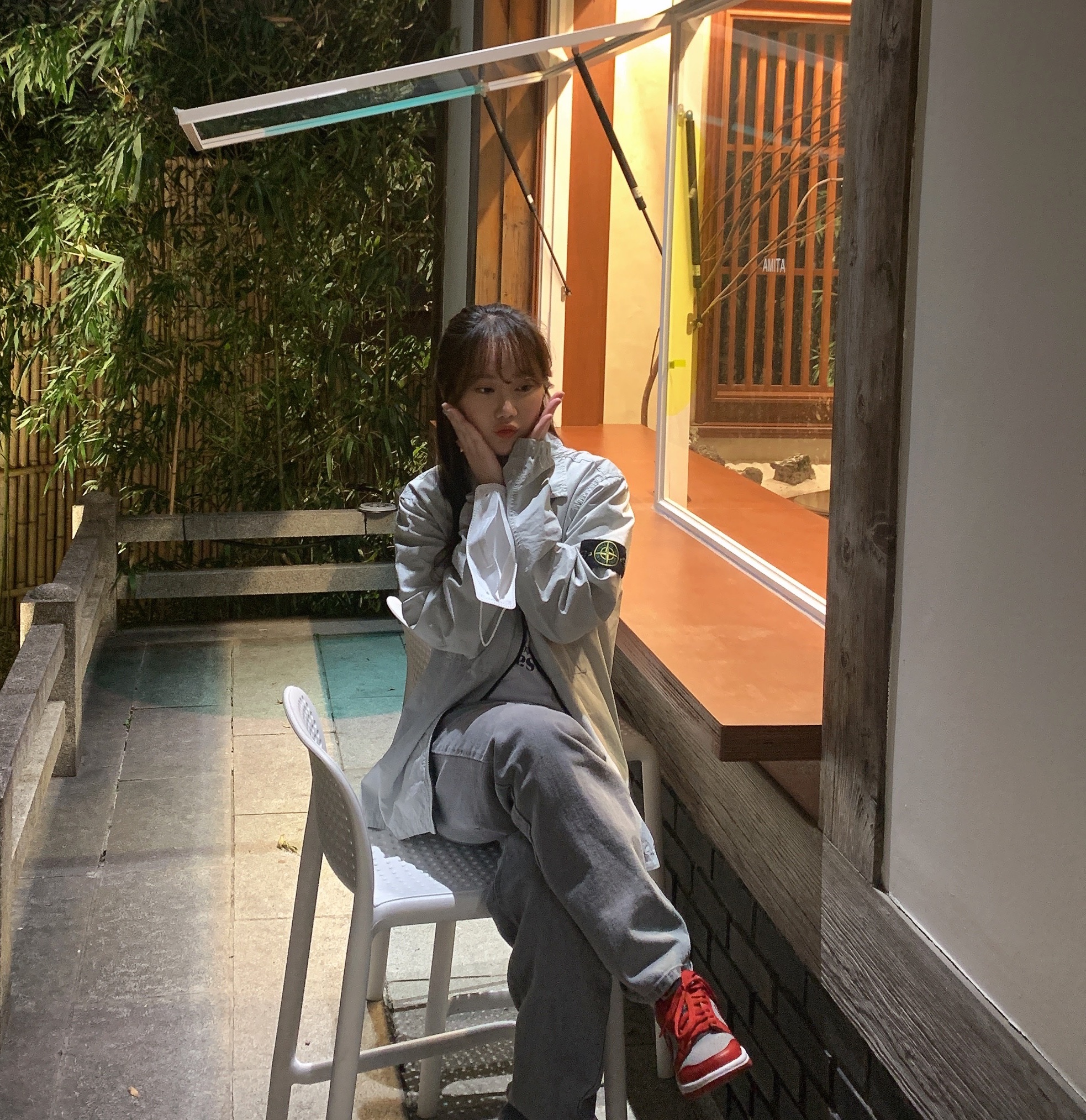 Stone Island 101WN Brushed Cotton Canvas T.CO+OLD Overshirt Light Grey - 22FW, Stone Island 101WN Brushed Cotton Canvas T.CO+OLD Overshirt Black - 22FW 착용 스타일 - 2