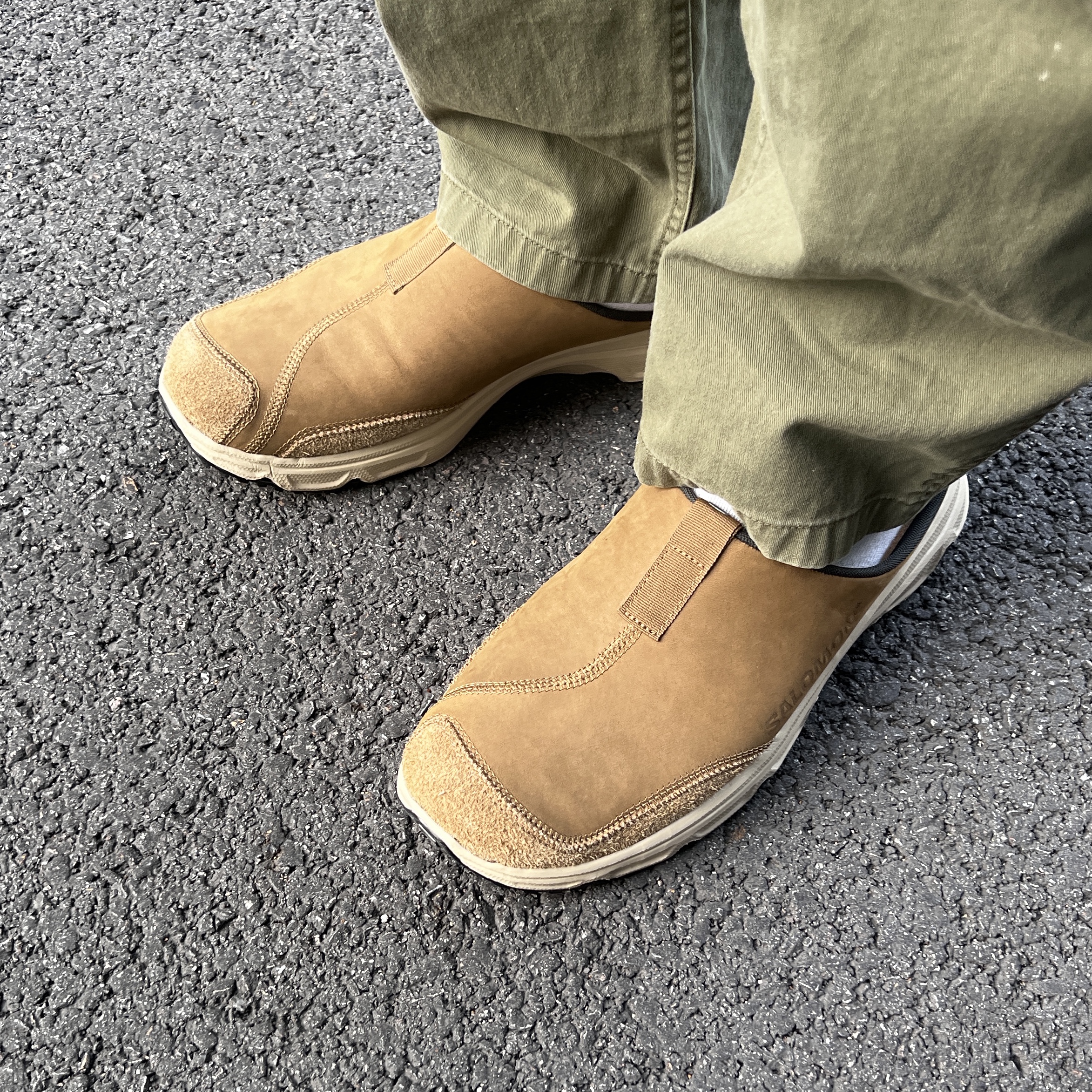 Salomon RX Slide Leather ADV Kangaroo Safari 착용 스타일