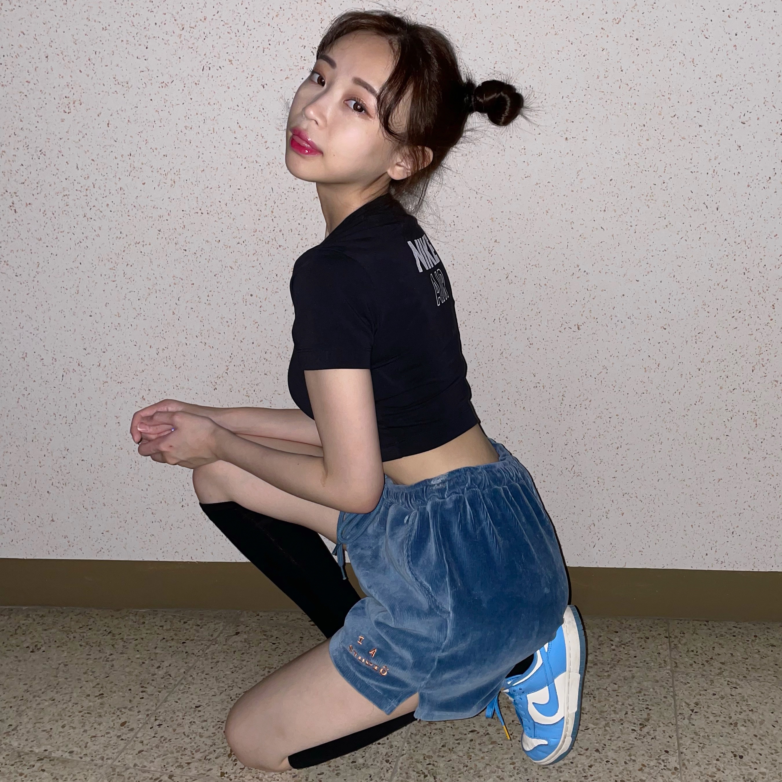 IAB Studio Corduroy Shorts Ocean Blue, (W) Nike Dunk Low Coast 착용 스타일 - 1