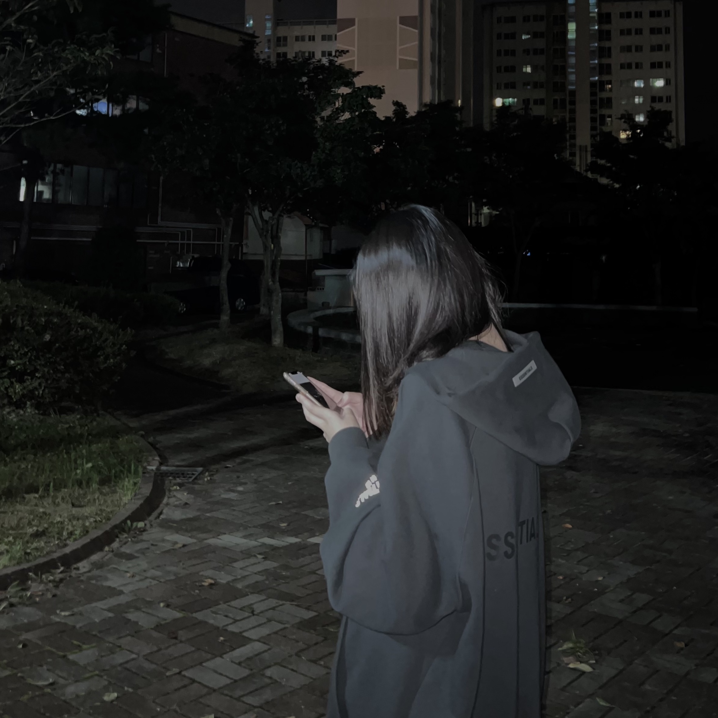 Essentials 3D Silicon Applique Full Zip Up Hoodie Dark Slate/Stretch Limo/Black - 20SS 착용 스타일 - 2