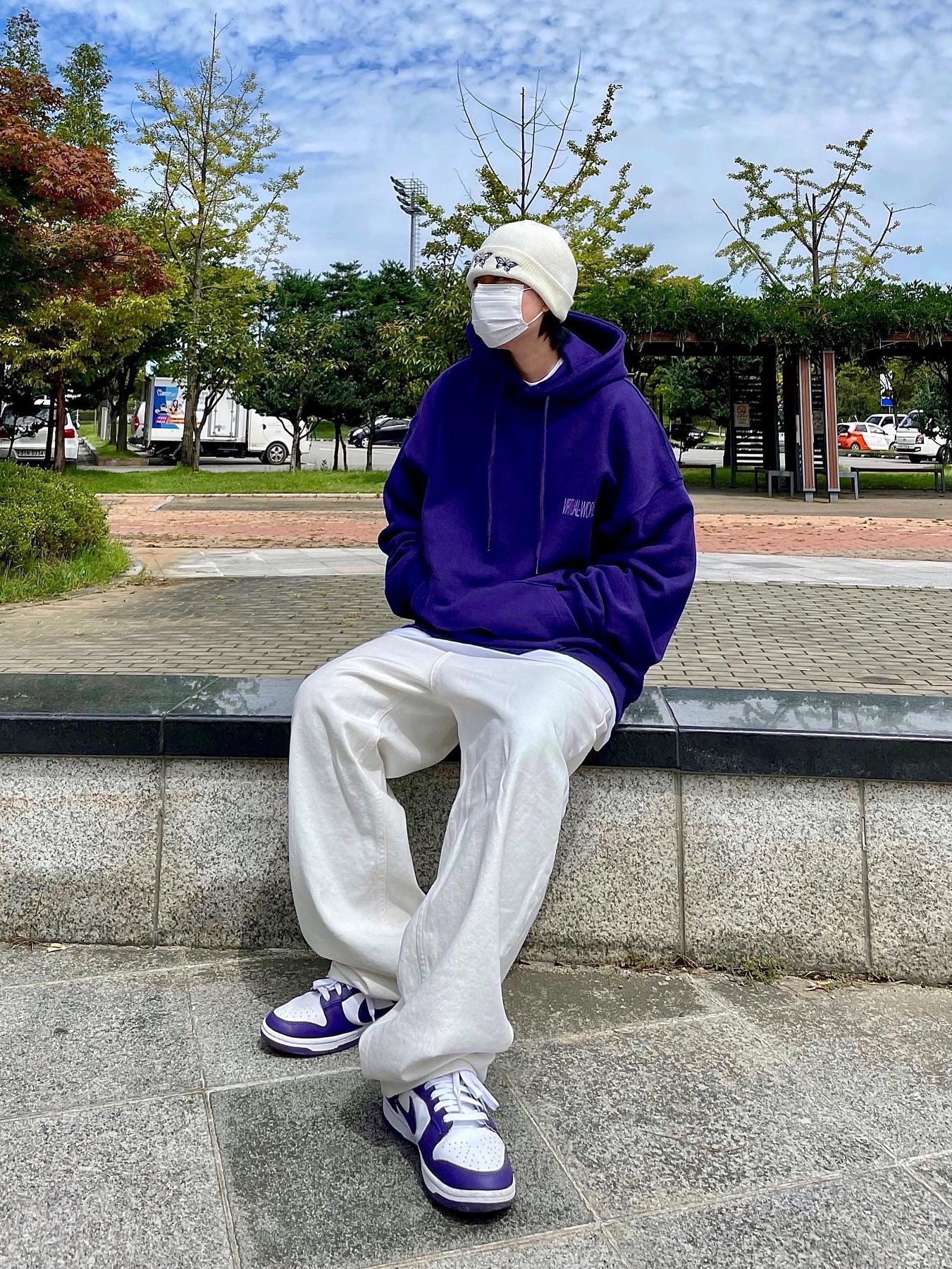 Nike Dunk Low Retro Championship Court Purple 착용 스타일 - 2