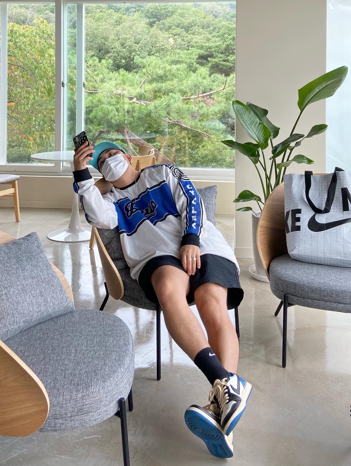 Peaceminusone 5 Panel Ball Cap #2 Mint, Nike NRG ACG Trail Shorts Black Anthracite - Asia 착용 스타일 - 2