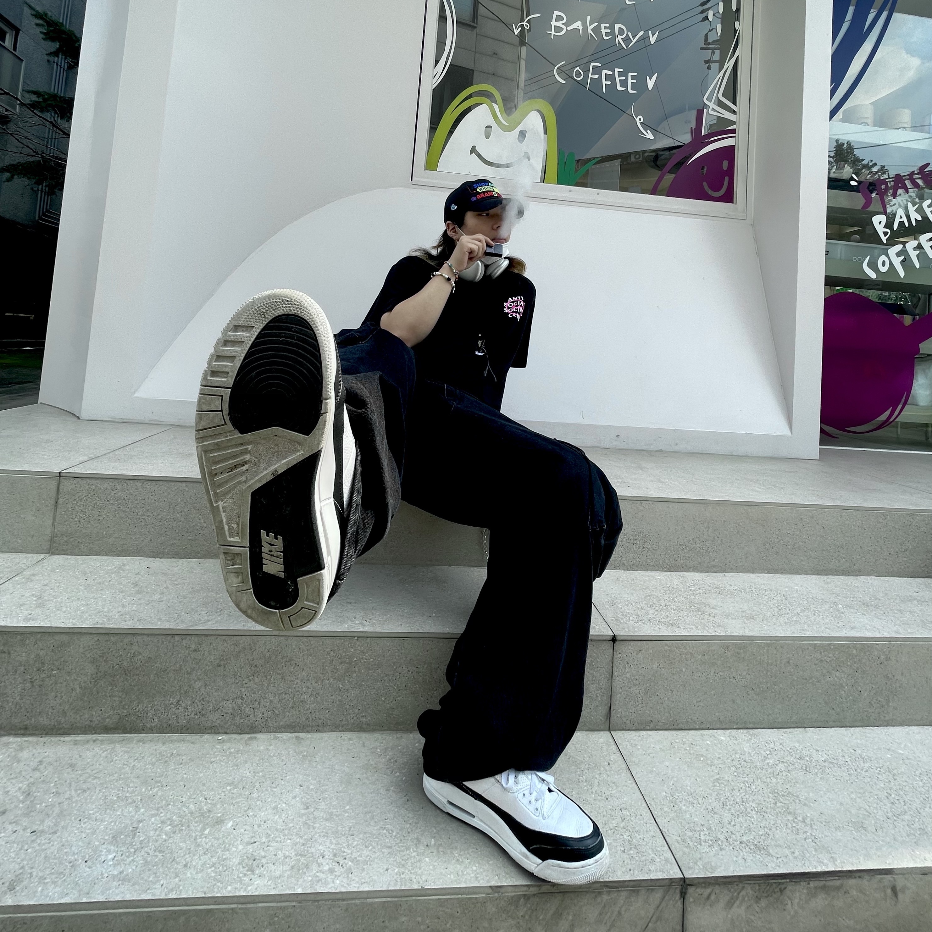 Jordan 3 x Fragment Retro SP White Black 착용 스타일 - 2