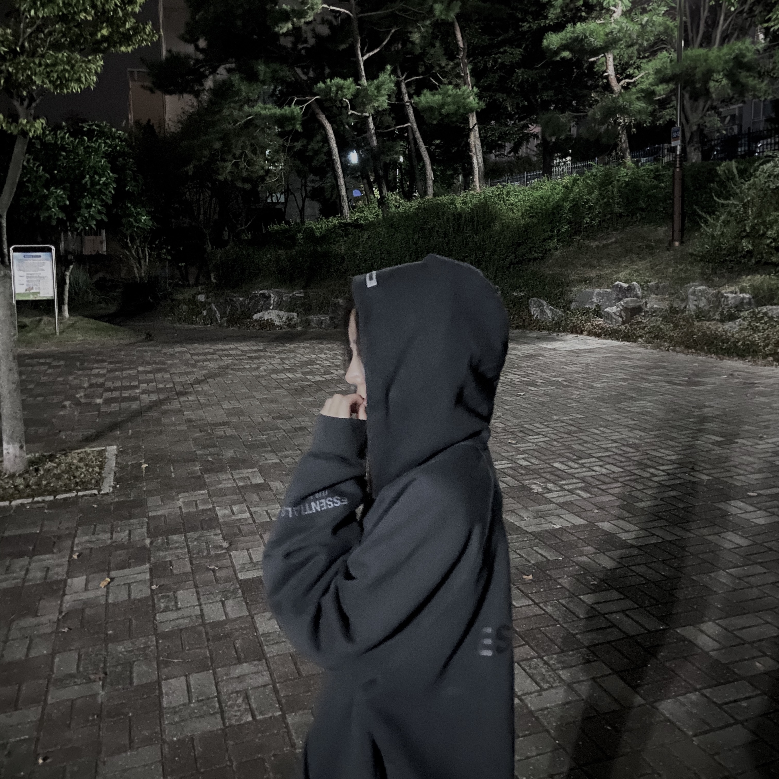 Essentials 3D Silicon Applique Full Zip Up Hoodie Dark Slate/Stretch Limo/Black - 20SS 착용 스타일 - 1