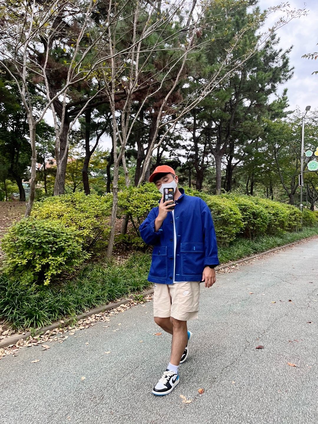 Uniqlo x Marni Oversized Utility Jacket Blue - KR, Jordan 1 Retro Low OG Black and Dark Powder Blue 착용 스타일