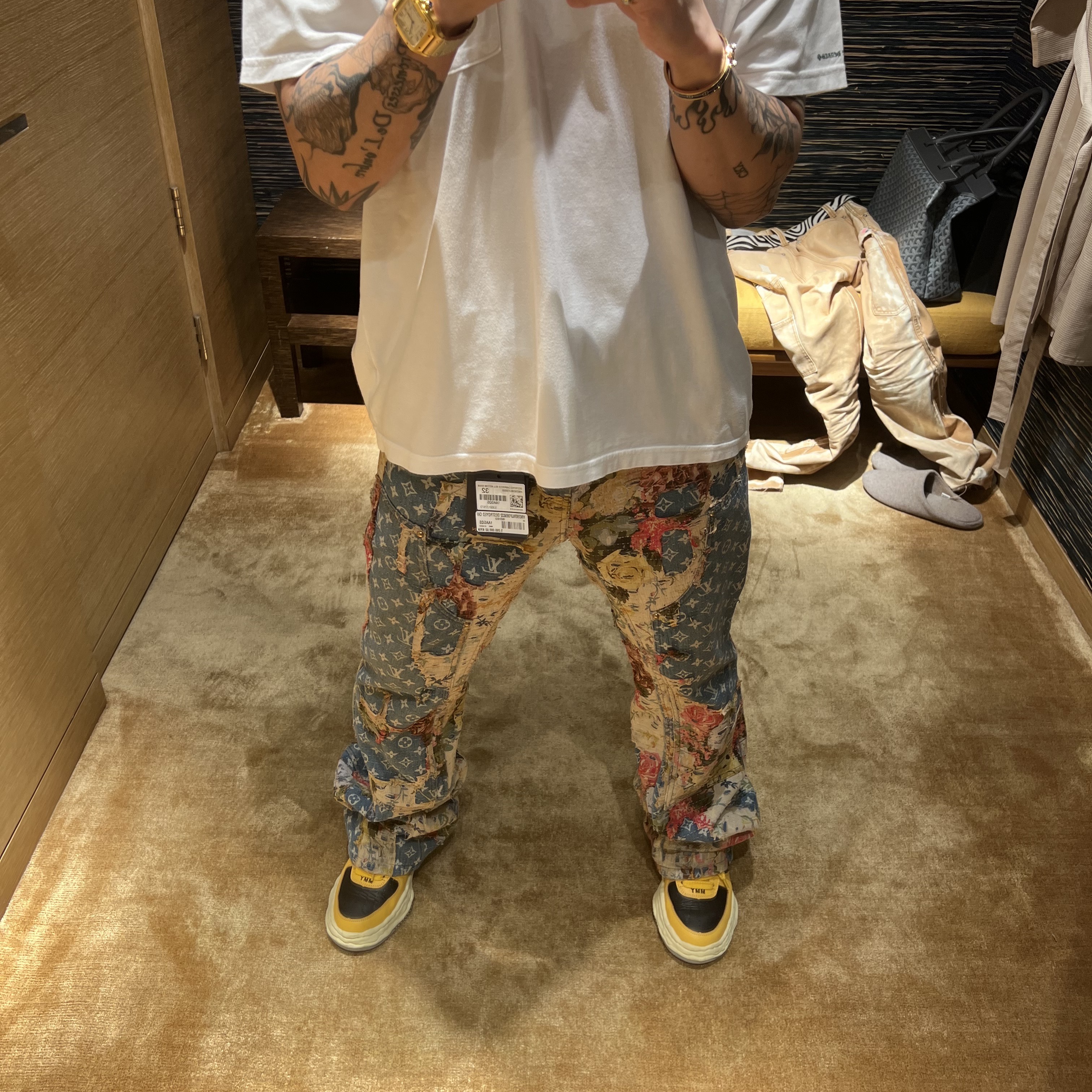 Maison Mihara Yasuhiro Wayne VL OG Sole Leather Low-top Sneakers Yellow Black 착용 스타일 - 2