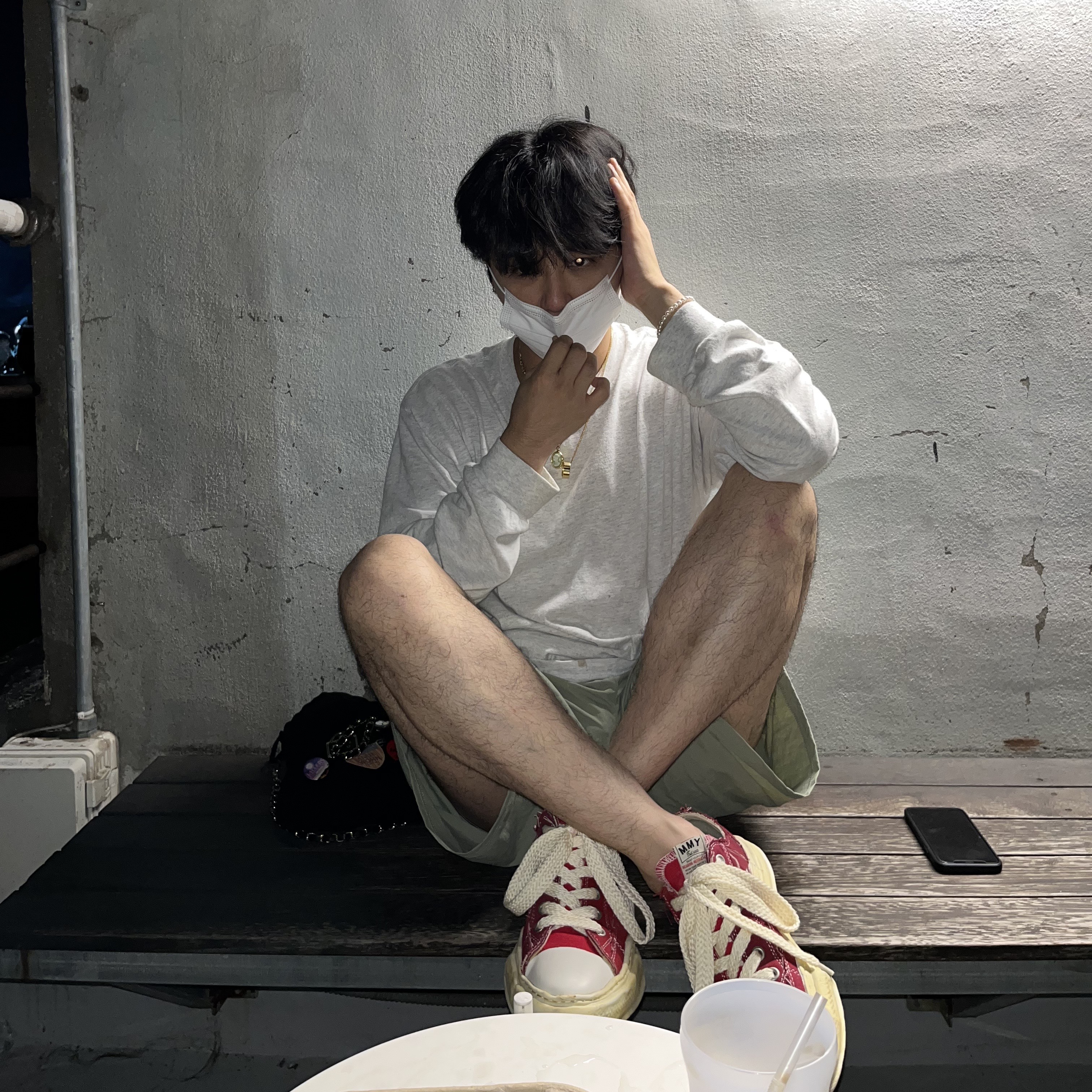 Maison Mihara Yasuhiro Peterson OG Sole OD Canvas Low-top Sneakers Red 착용 스타일 - 4