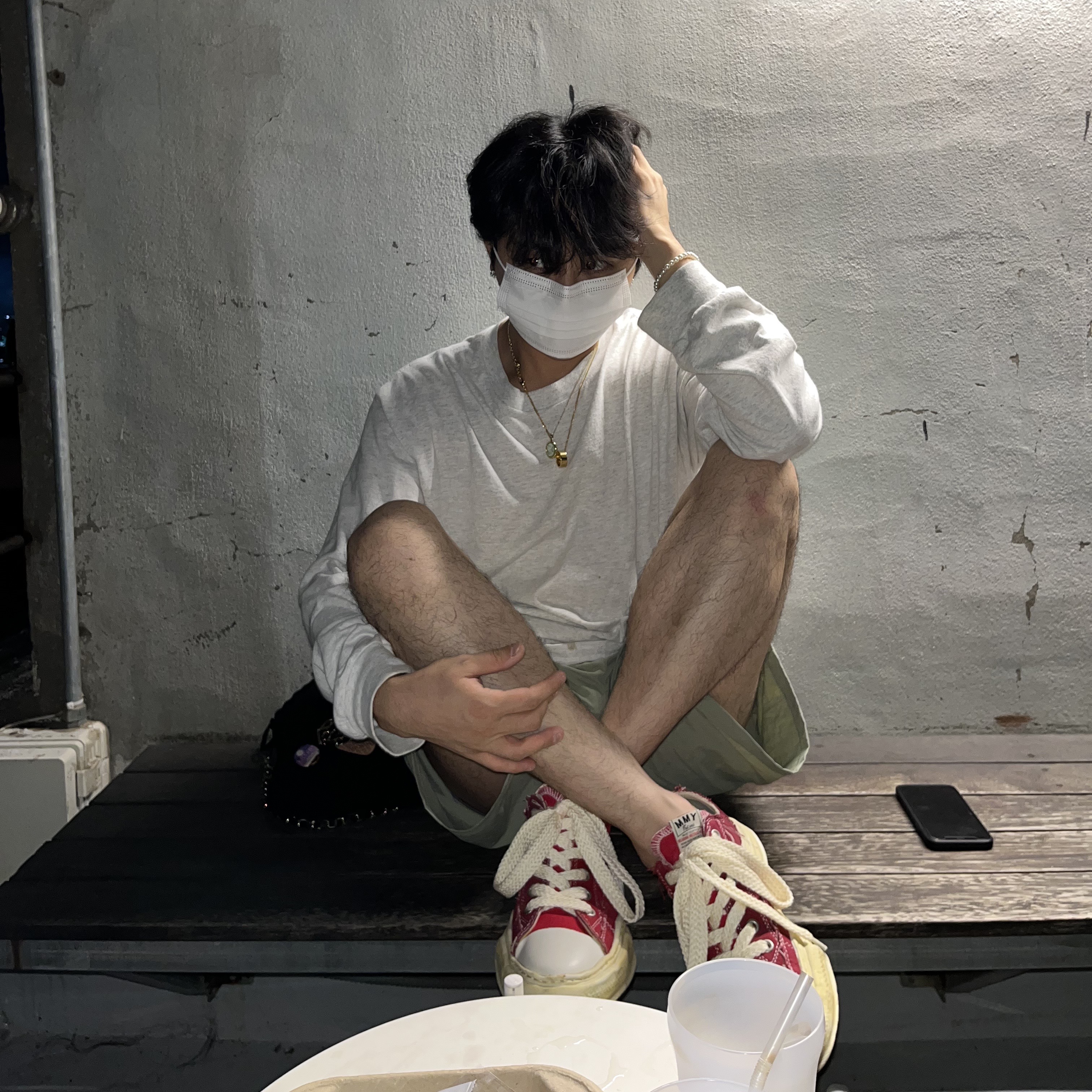 Maison Mihara Yasuhiro Peterson OG Sole OD Canvas Low-top Sneakers Red 착용 스타일 - 2