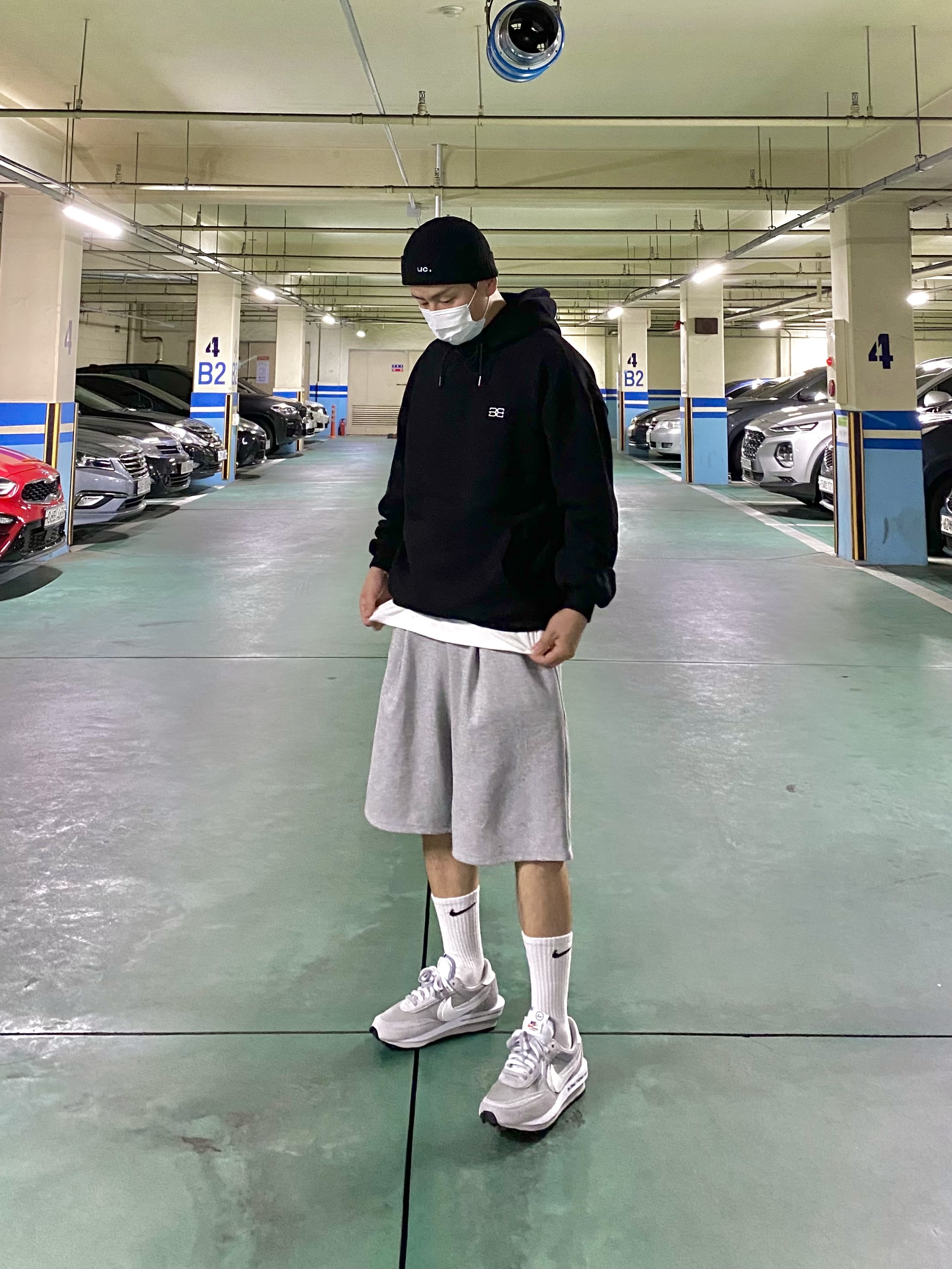 Nike x Sacai x Fragment LDWaffle Light Smoke Grey 착용 스타일