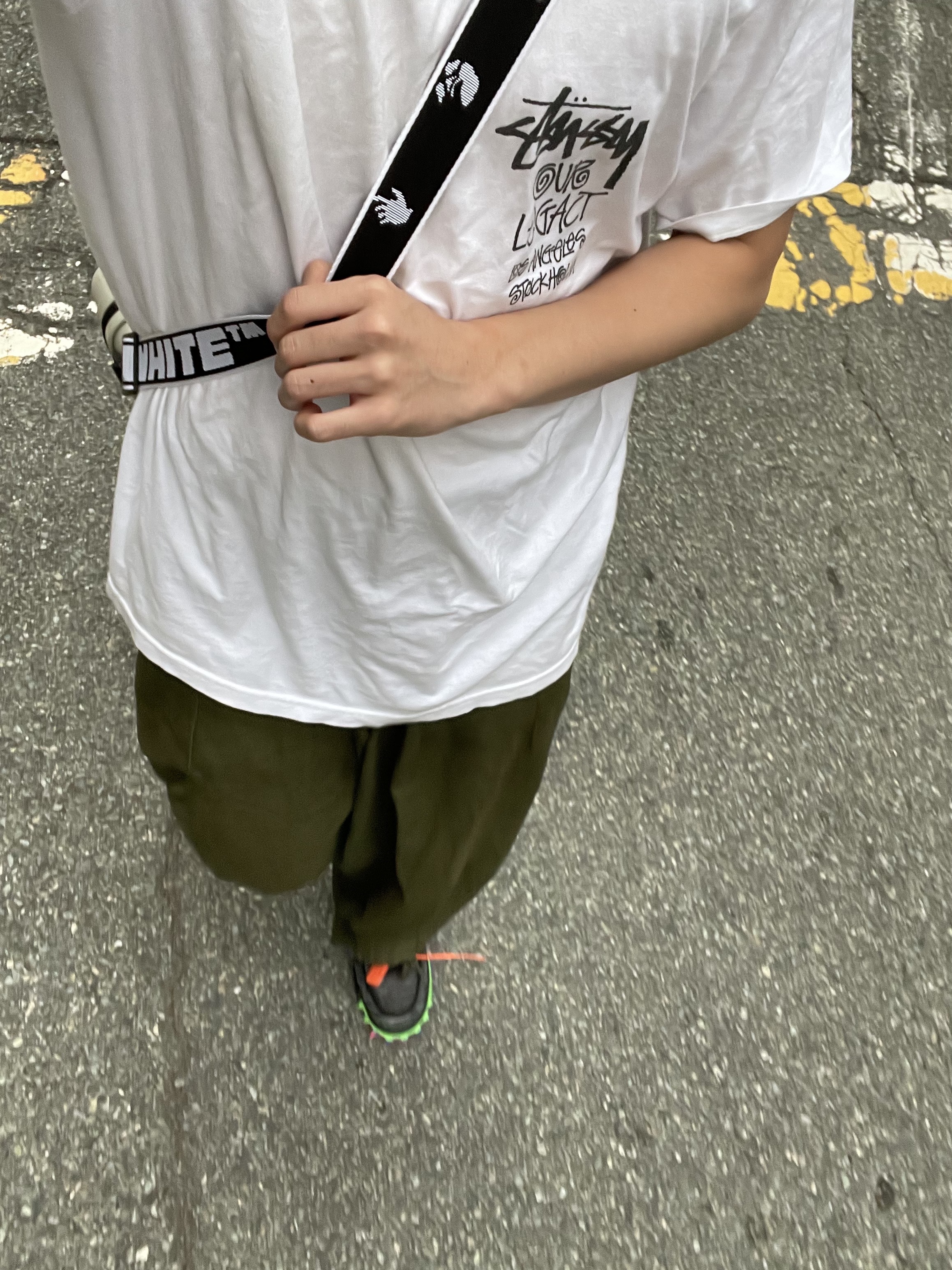 Stussy x Our Legacy Surfman T-Shirt White - 21SS, Off-White x Amore Pacific Protection Box (Without Cosmetics) 착용 스타일 - 3