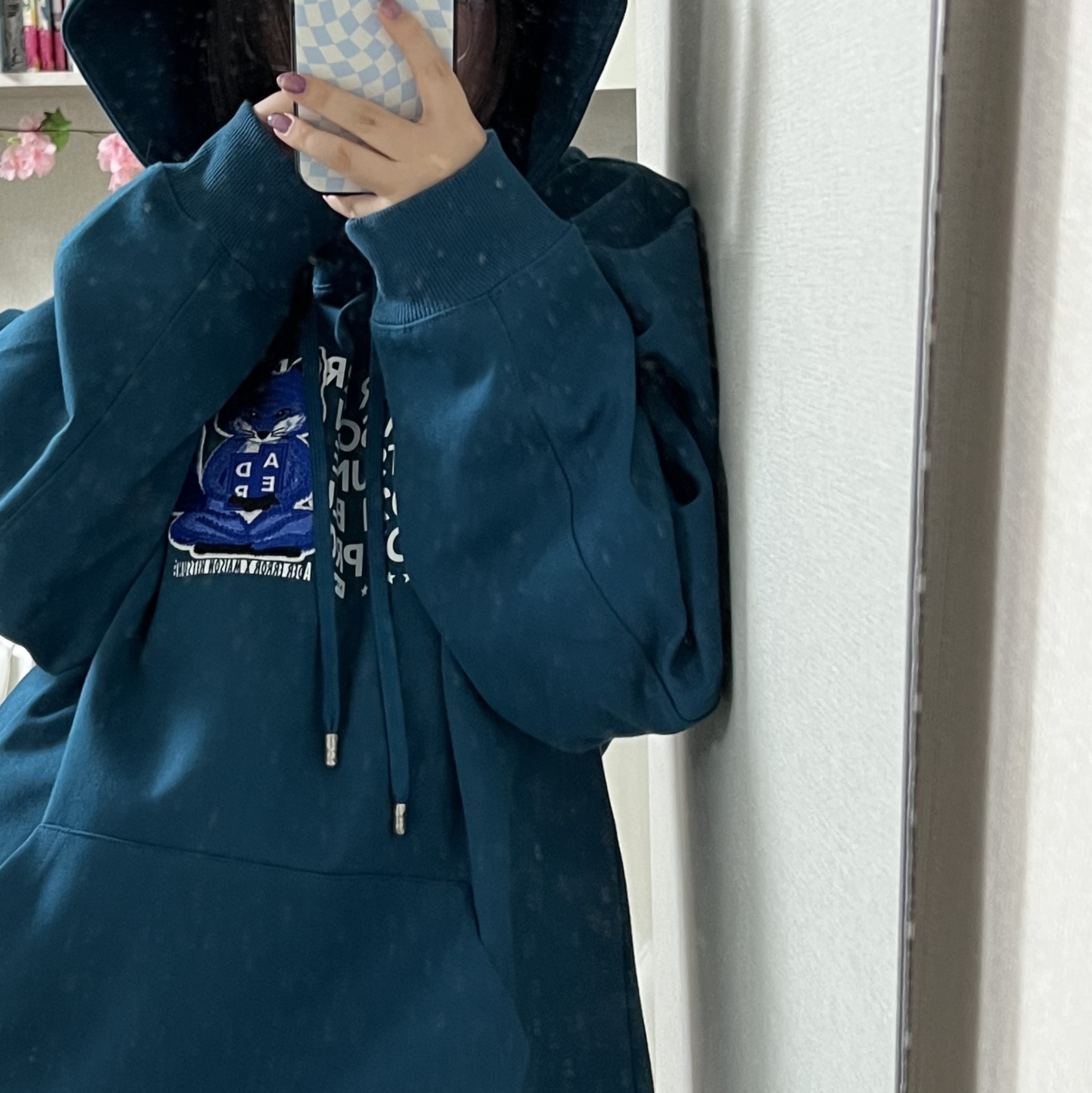Maison Kitsune x Ader Error Meditation Fox Hoodie Turquoise 착용 스타일 - 3